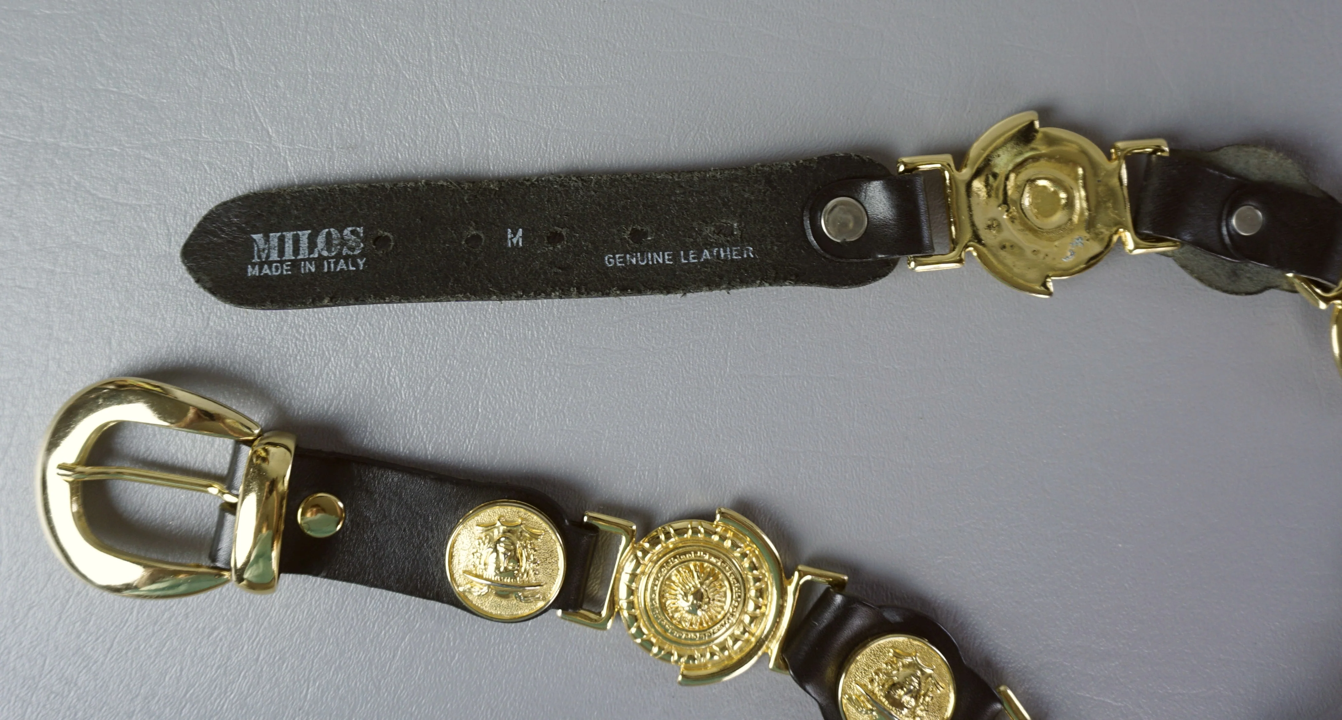 Vtg Medusa Medallion Western Style Leather Belt By Milos - Image 6