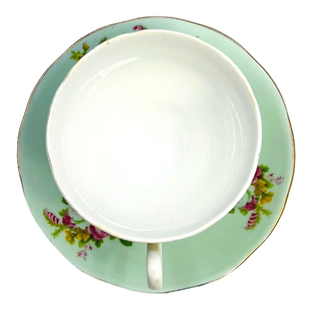 Vtg Pink Roses Teacup and Saucer Set Made In England Bone China 2062g by Salisbury - Image 6