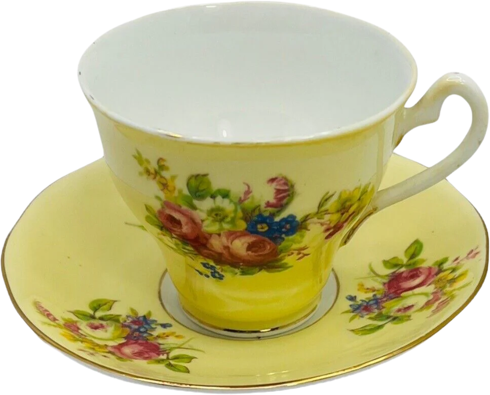 Vtg Pink Roses Teacup and Saucer Set Made In England Bone China 2062y by Salisbury