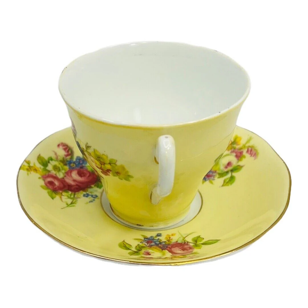 Vtg Pink Roses Teacup and Saucer Set Made In England Bone China 2062y by Salisbury - Image 4