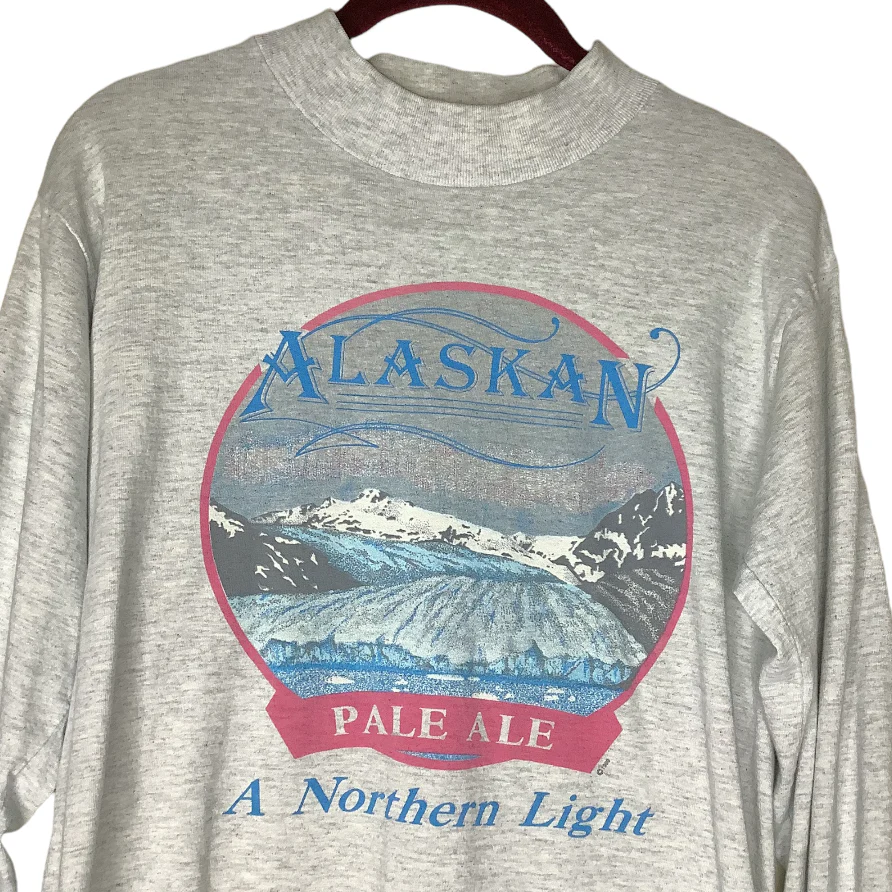Vtg Single Stitch Shirt 80s M Alaskan Pale Ale Northern Lights Long Sleeve Usa by college house - Image 2