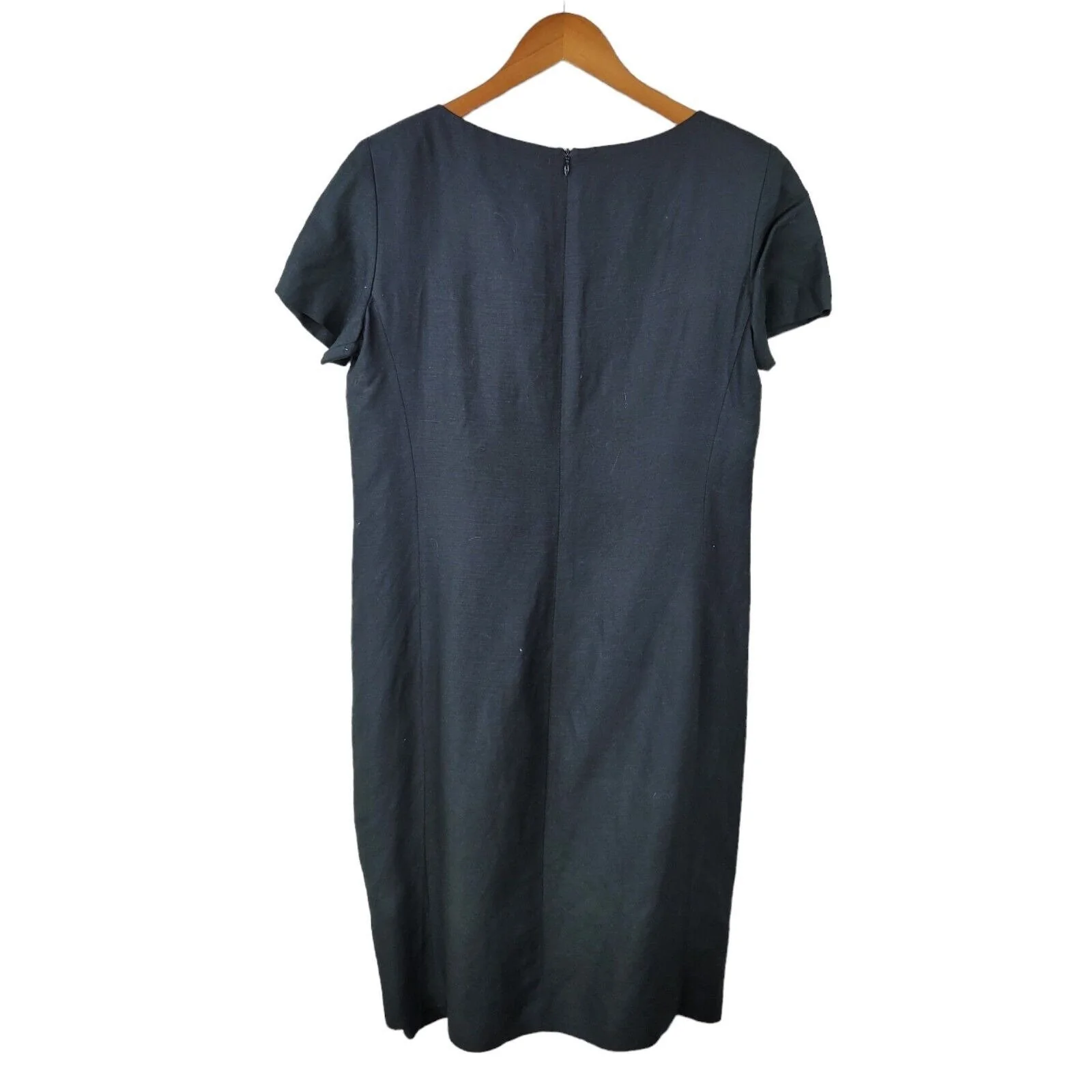 Vtg Size 6 Dress Lbd Career Sheath Cocktail Silk Linen Blend Black White by Talbots - Image 2