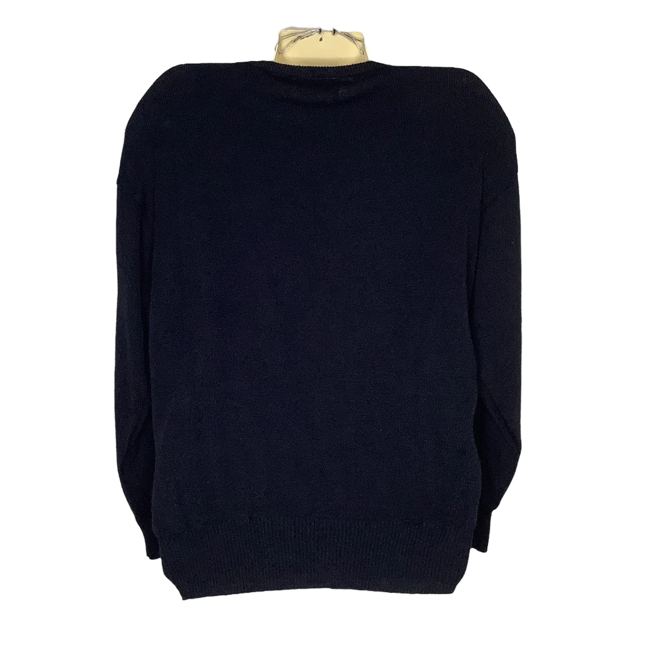 Vtg Sweater 80s 90s Medium Jeweled Embellished Black Gold Weave Floral Pullover - Image 2