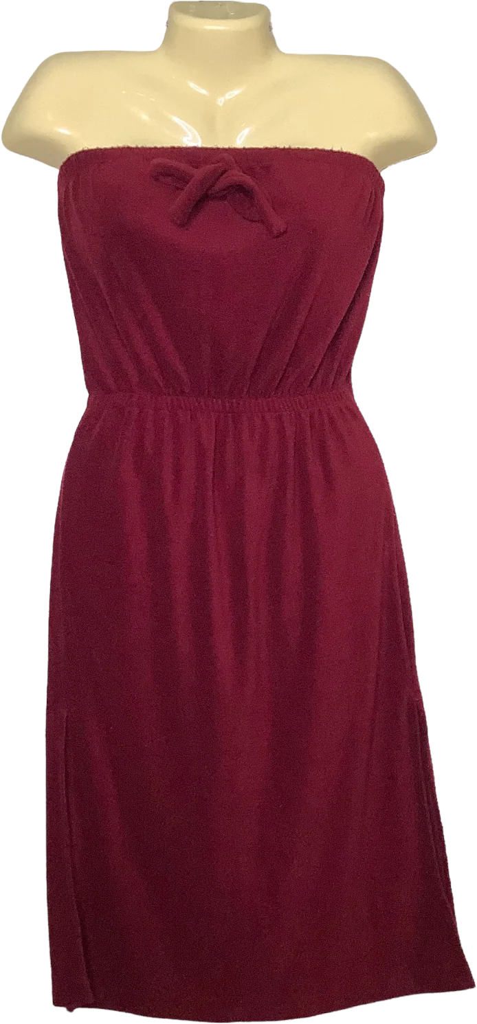 Vtg Terry Cloth Dress Tube Top Swim Cover 2xs/xs Elastic Top Waist Slits 70s 80s