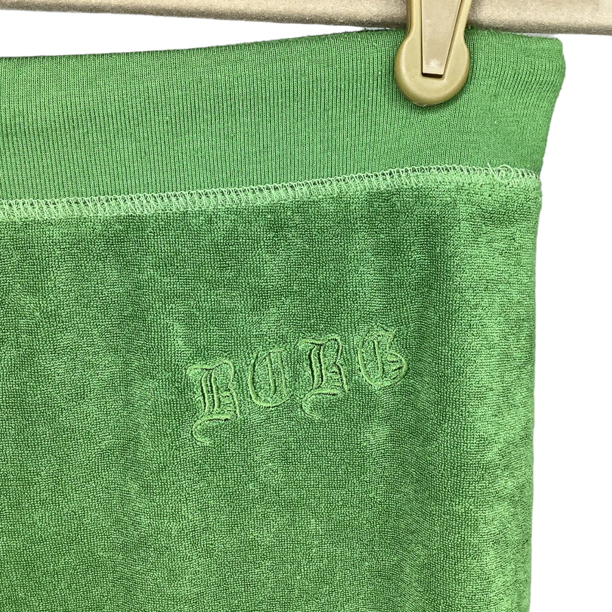 Vtg Terrycloth Sweatpants Small Green Slight Flare 90s 00s Logo S by BCBGMAXAZRIA - Image 4