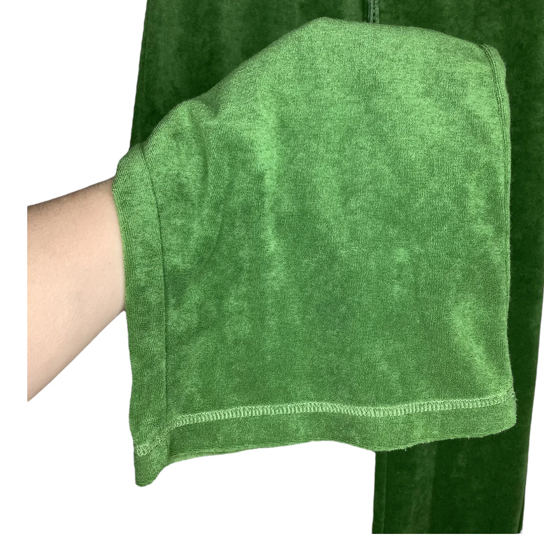 Vtg Terrycloth Sweatpants Small Green Slight Flare 90s 00s Logo S by BCBGMAXAZRIA - Image 7