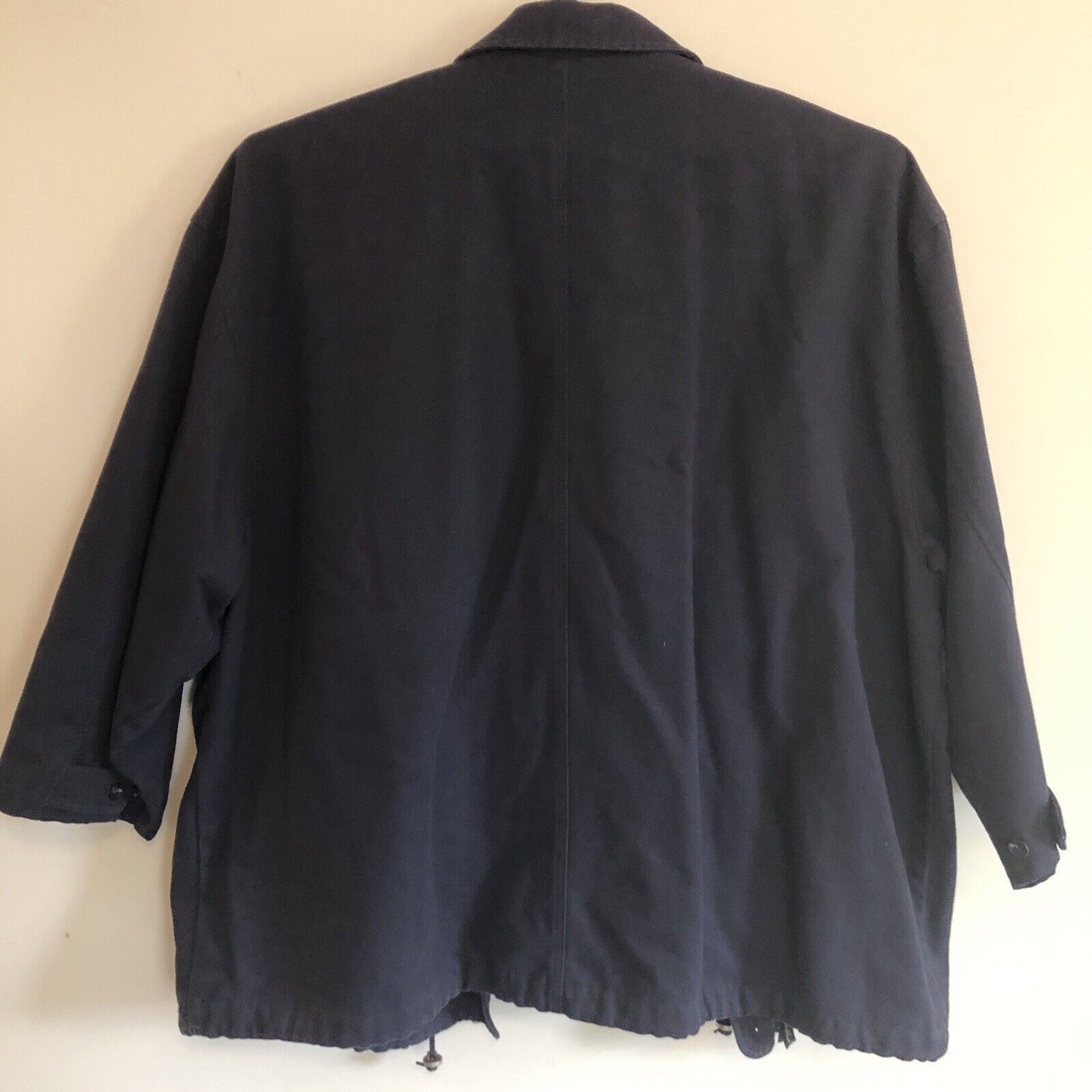 Vtg Womens Chore Jacket 3x Blue Canvas Quarter Length Sleeves Flannel Lining by Eddie Bauer - Image 2