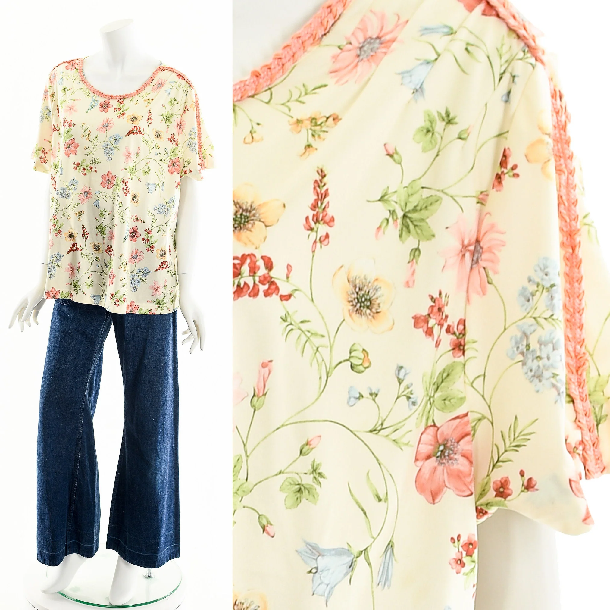 Watercolor Flowers Chiffon Blouse - Image 3