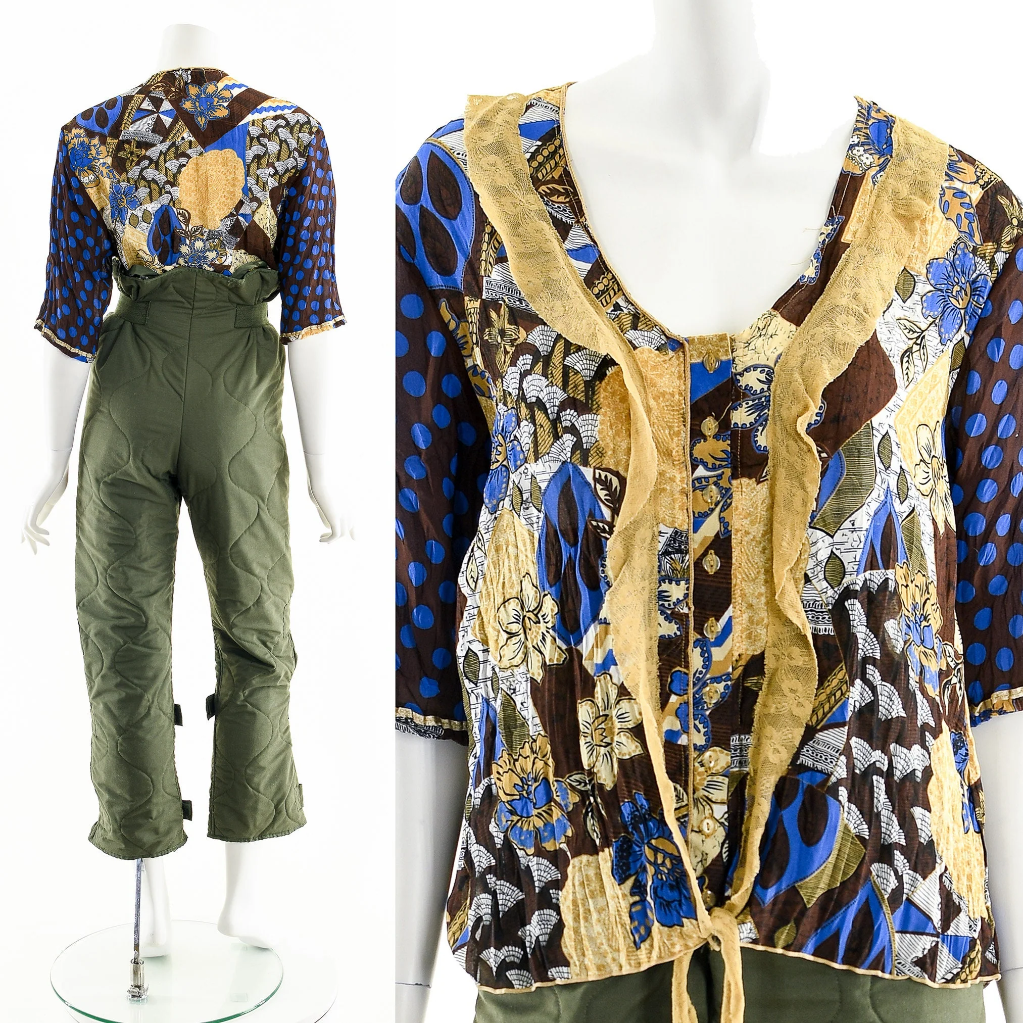 Wearable Art! Mixed Print Ruffle Chiffon Blouse - Image 4