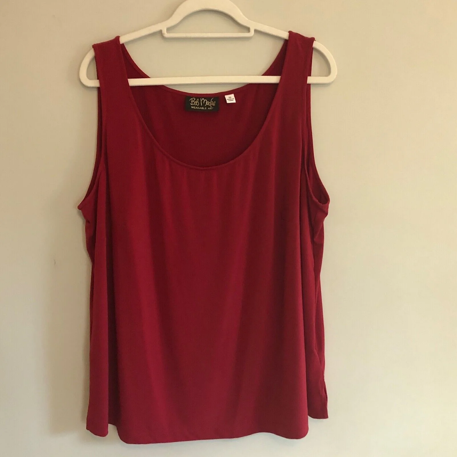 Wearable Art Womens Tunic Shell Tank Set 2x Red Sheer Sequin Flowy by Bob Mackie - Image 3