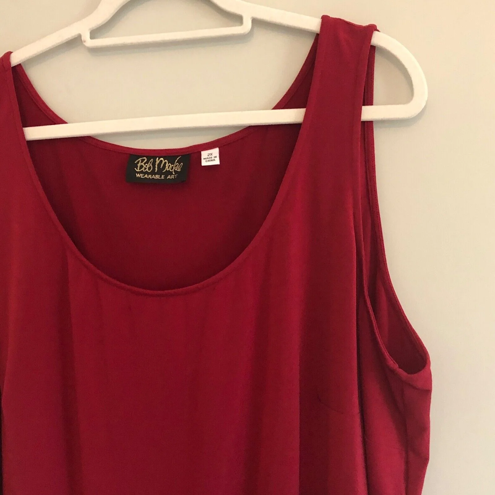 Wearable Art Womens Tunic Shell Tank Set 2x Red Sheer Sequin Flowy by Bob Mackie - Image 5