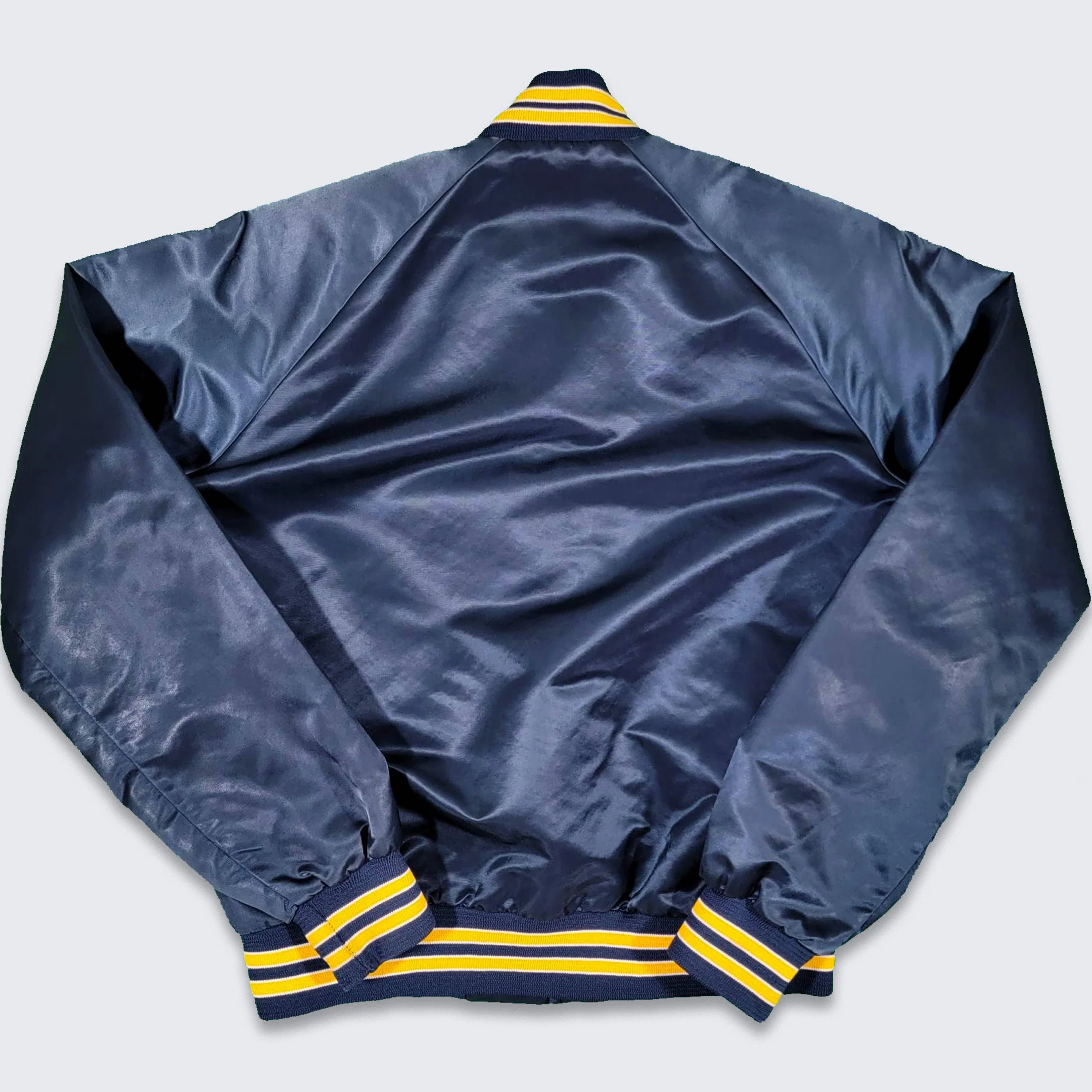 West Virginia Mountaineers Vintage 80s Chalk Line Windbreaker Jacket Navy Satin Bomber Lightweight Coat S by Chalk Line - Image 2