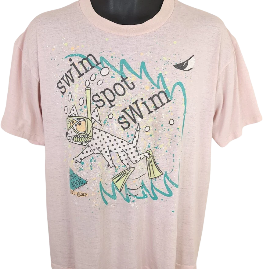 Wet Spot Surf Gear T-Shirt Vintage 80s Swim Spot Swim Surfer Made In Usa Mens Size Large