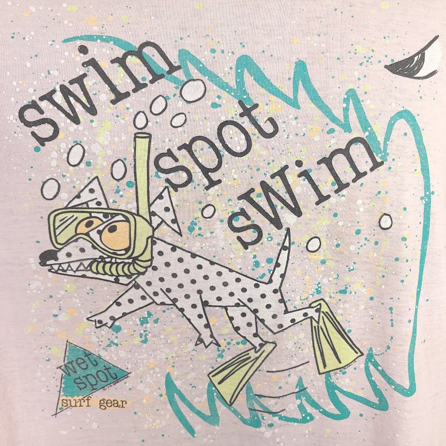 Wet Spot Surf Gear T-Shirt Vintage 80s Swim Spot Swim Surfer Made In Usa Mens Size Large - Image 2