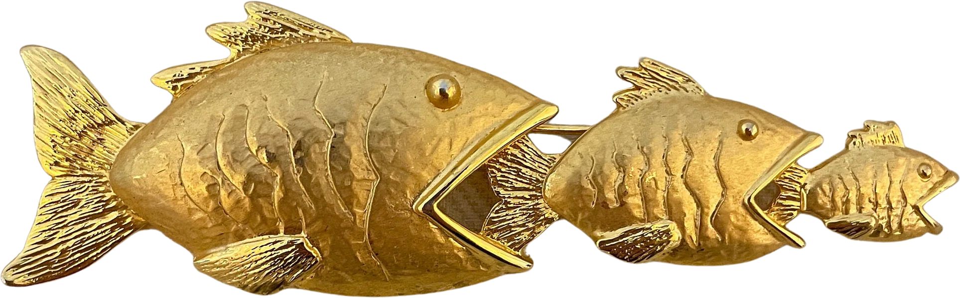 Whimsical Fish Brooch Nautical Animal Figural Vintage Pin Gold Tone by JJ