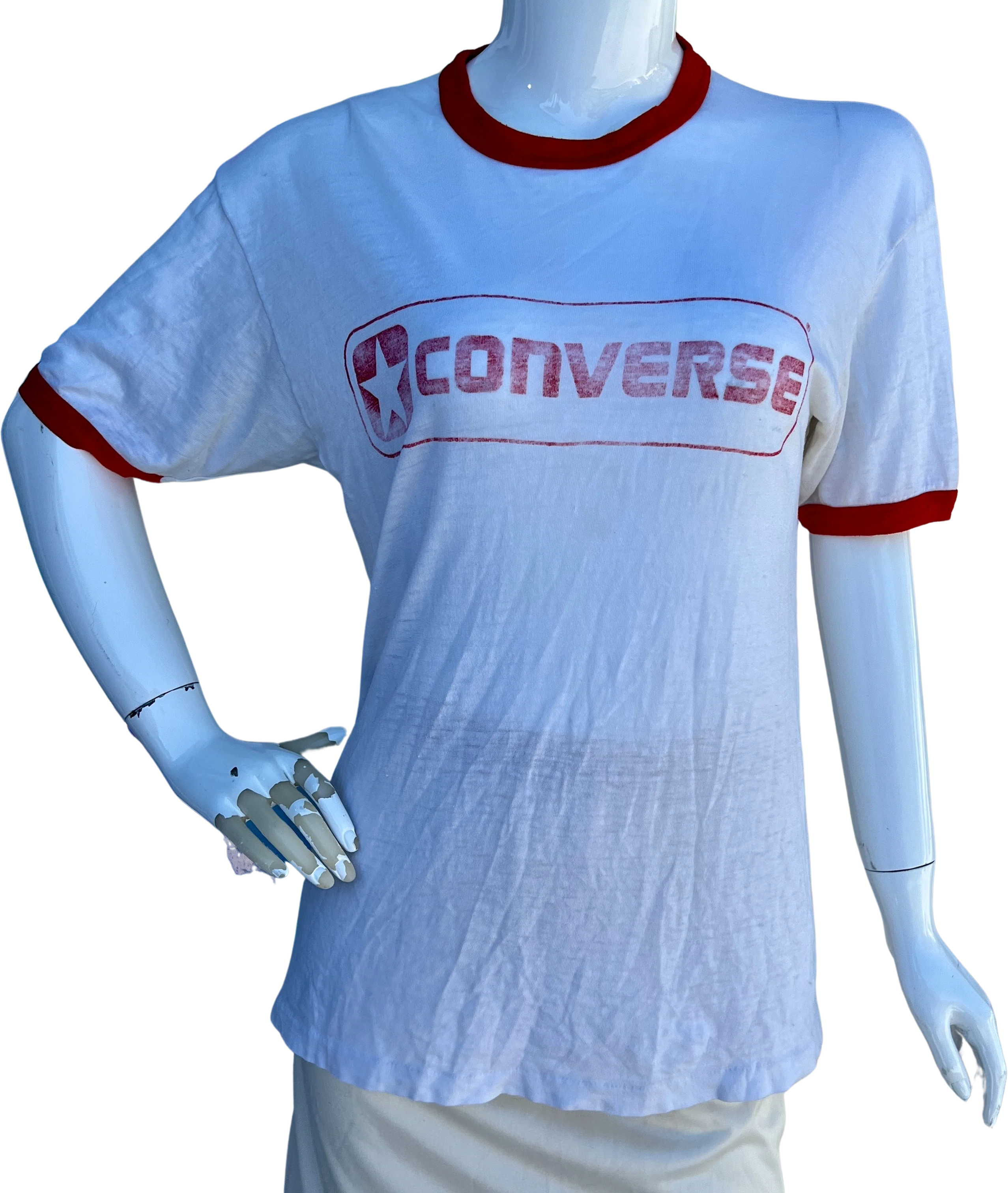 White and Red Converse Ringer T-Shirt by Hanes