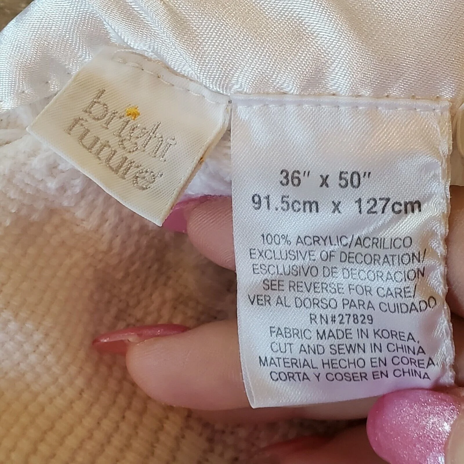White Baby Blanket Thermal Satin Trim Unisex Acrylic Boy Girl 00s 36 X 50 "baby" by Bright Future - Image 6