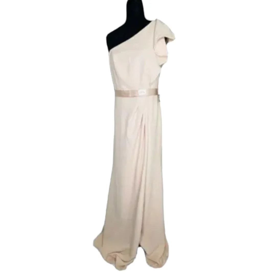 Dress Bridesmaid Prom Homecoming Ruffled Double Cloth Nwt 10 by Vera Wang White - Image 2