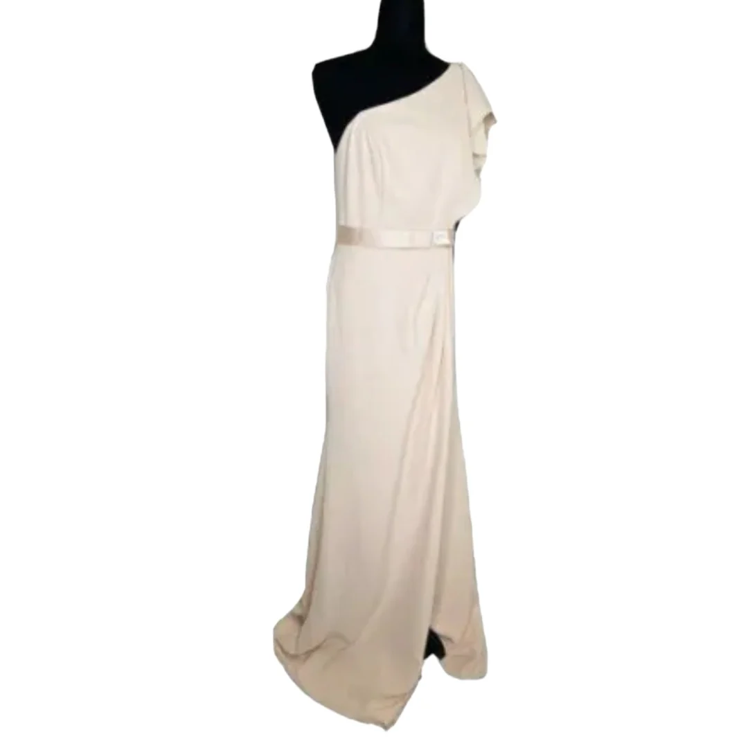 Dress Bridesmaid Prom Homecoming Ruffled Double Cloth Nwt 10 by Vera Wang White - Image 4