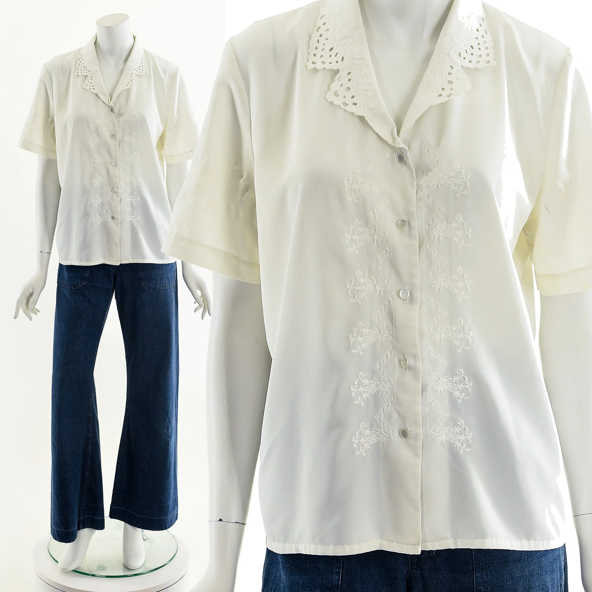 White Eyelet Embroidered Top - Image 3