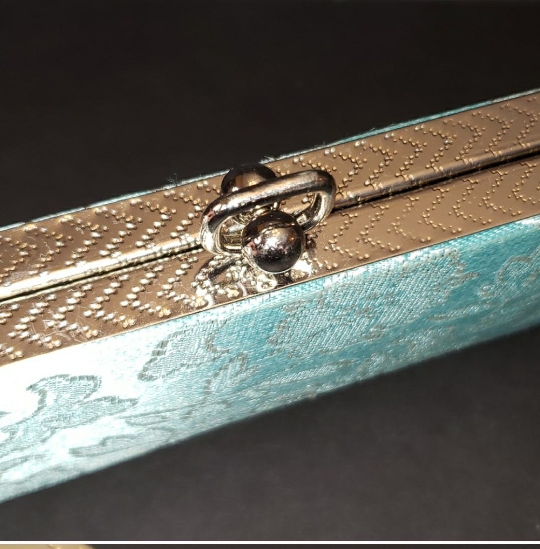 White Floral Blue Fabric Eyeglass Case - Image 6