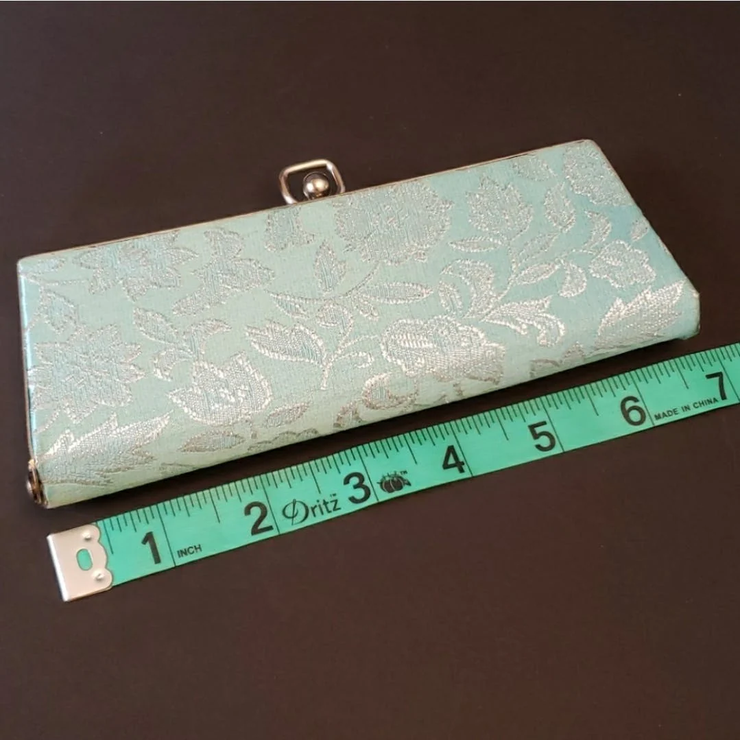 White Floral Blue Fabric Eyeglass Case - Image 9
