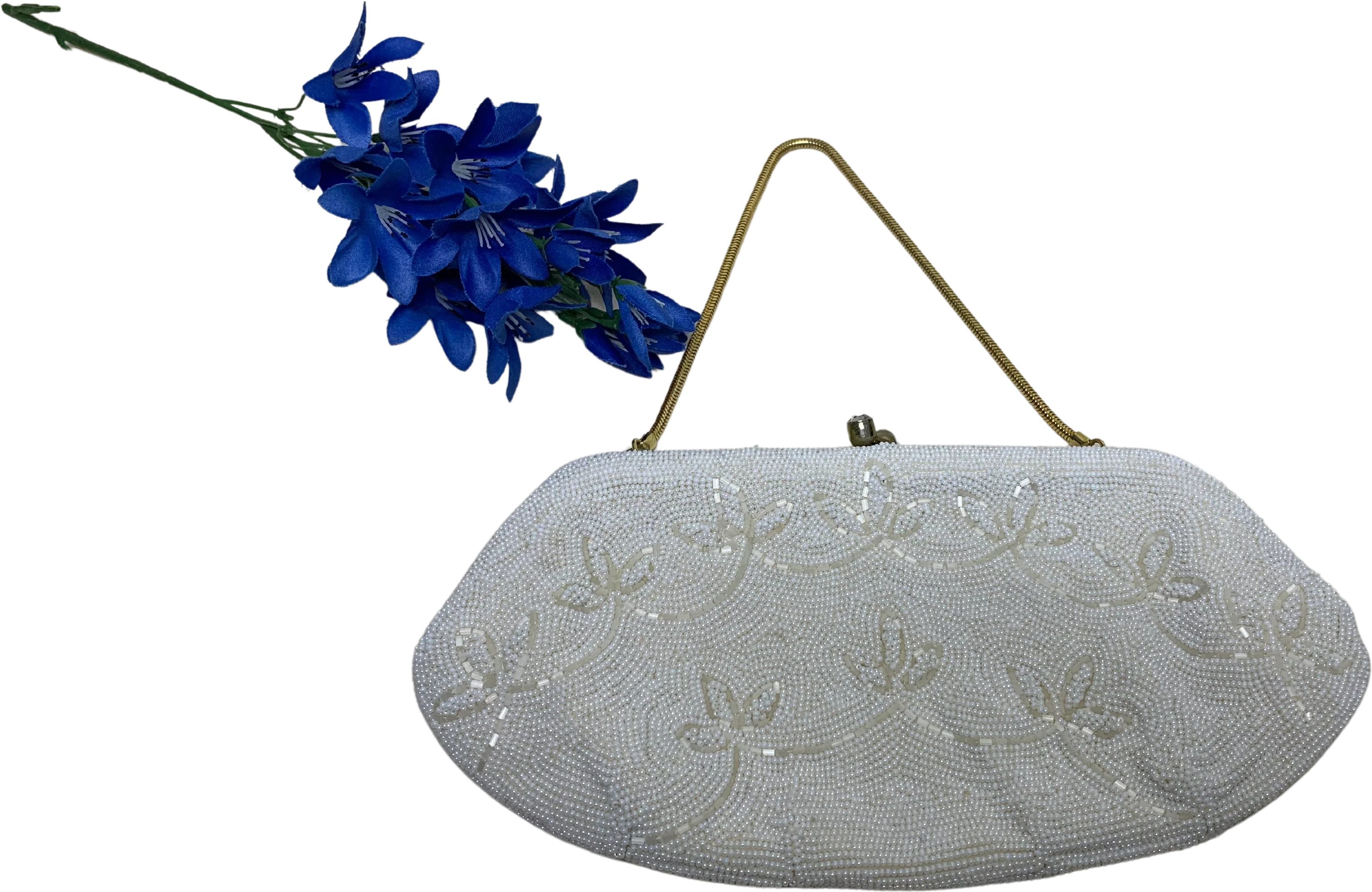 White Glass Bead Wedding Bridal Clutch - Image 2
