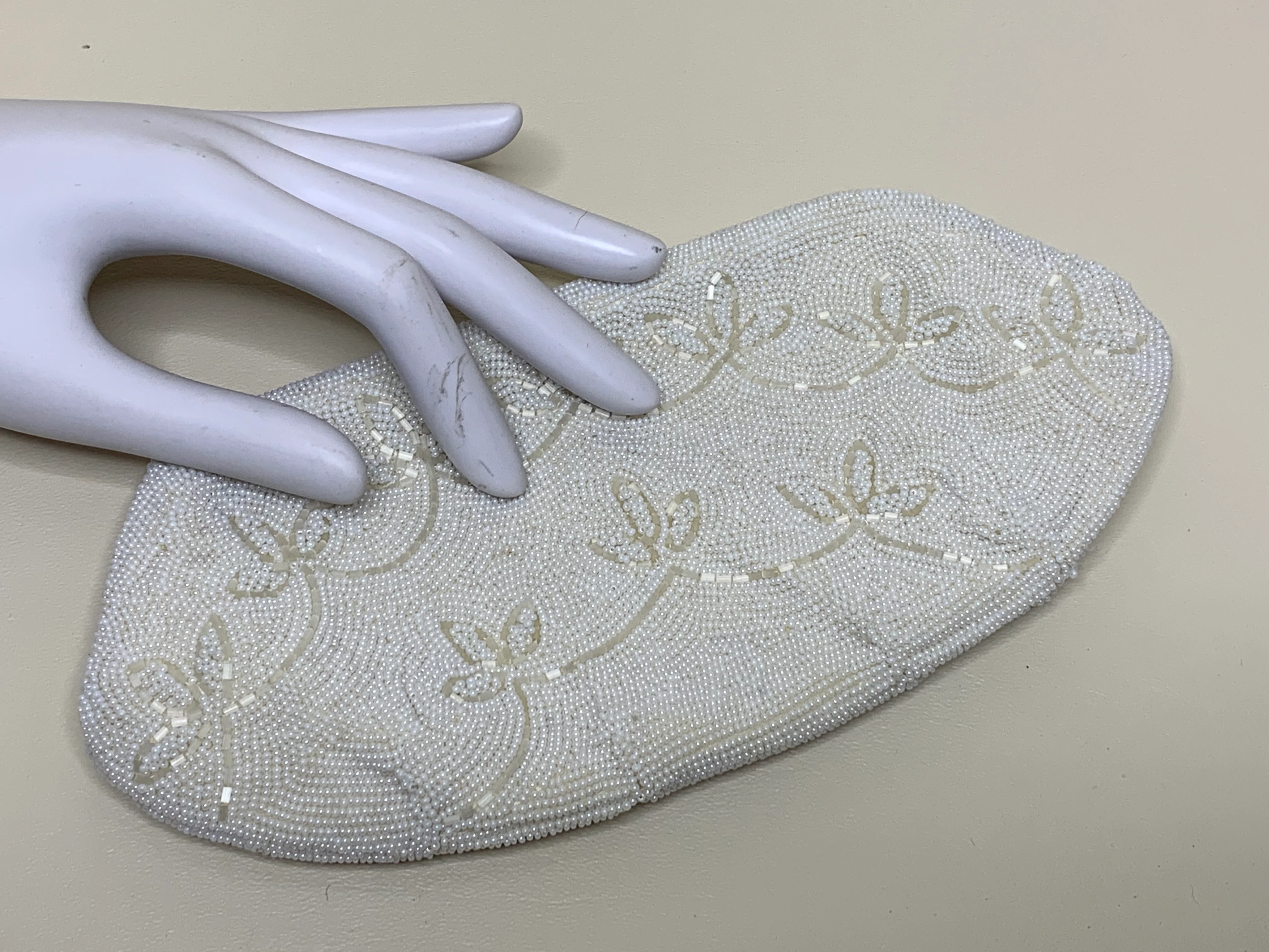 White Glass Bead Wedding Bridal Clutch - Image 6