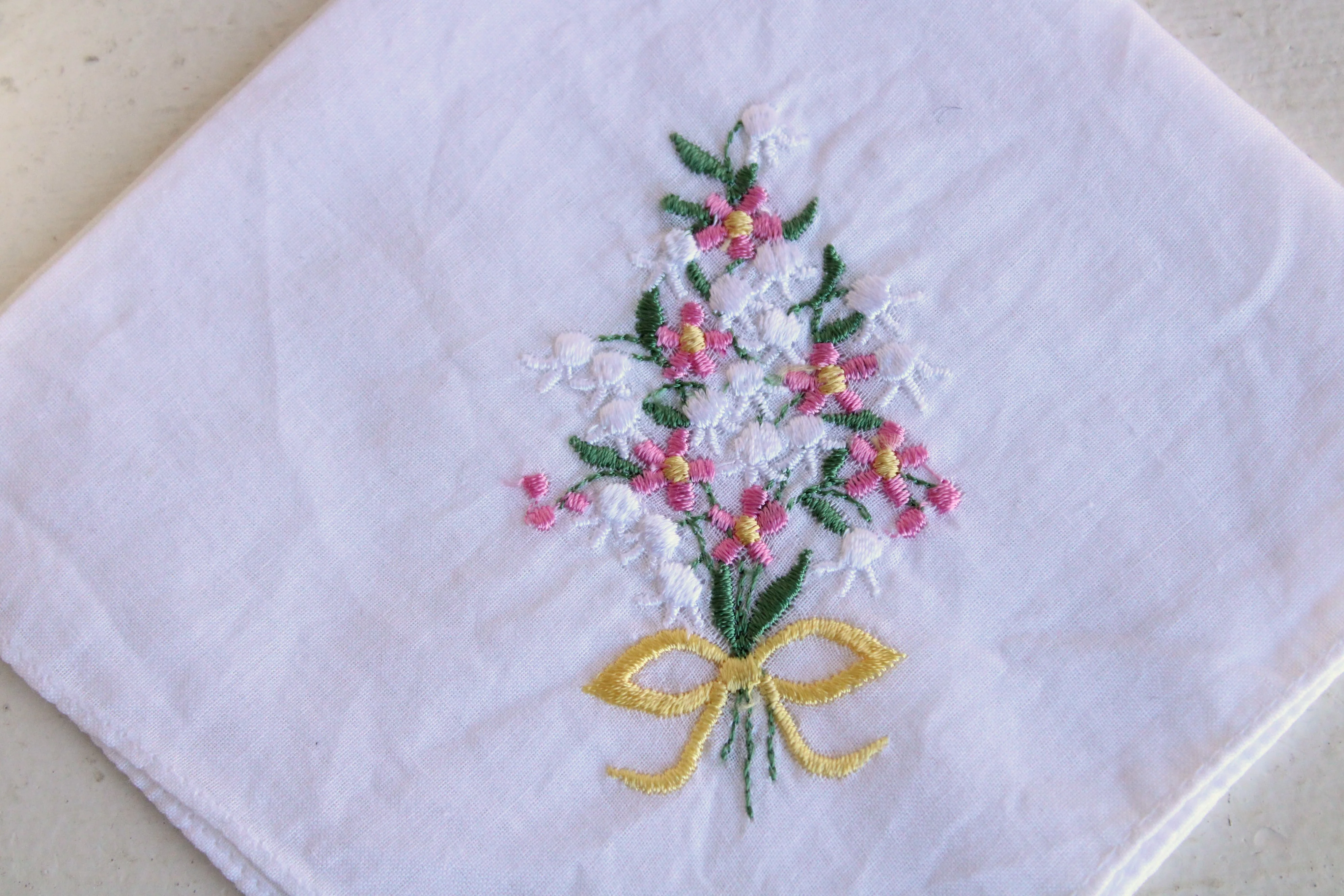 White Linen Embroidered Handkerchief - Image 3