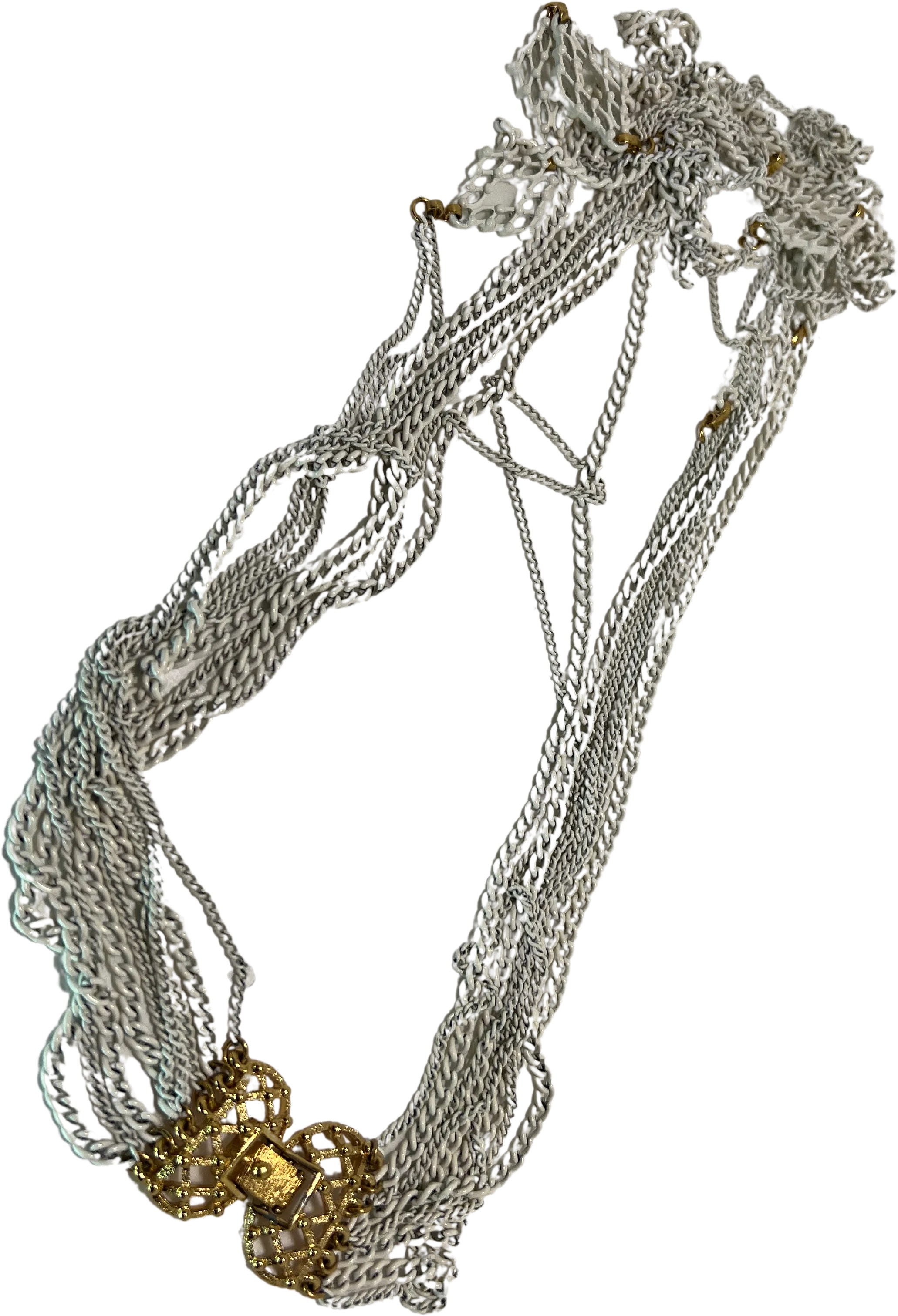 White Multi Chain Necklace - Image 2
