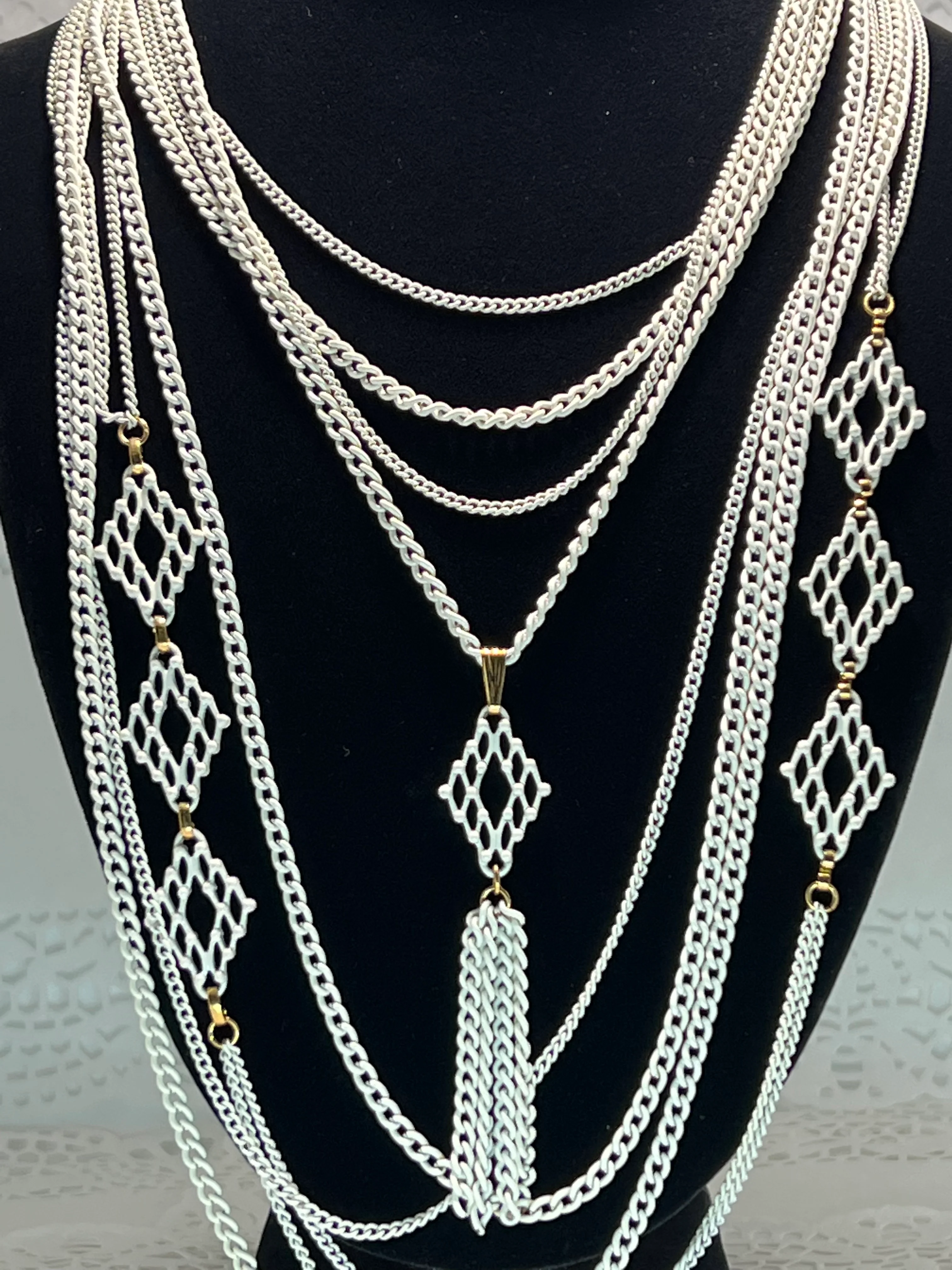 White Multi Chain Necklace - Image 4