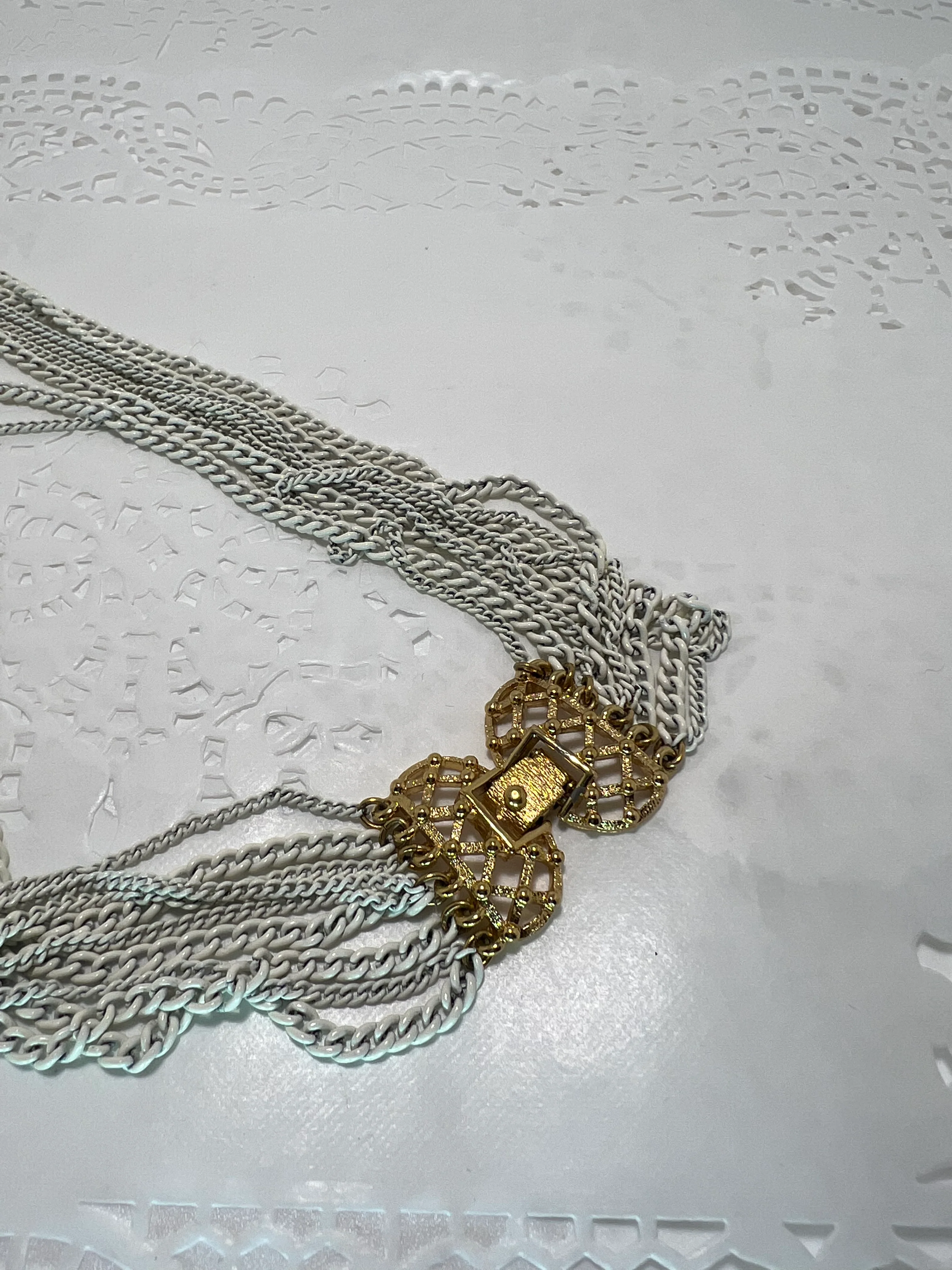 White Multi Chain Necklace - Image 5