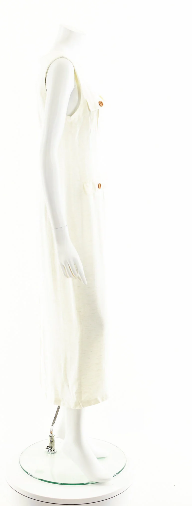 White Safari Utilitarian Linen Summer Dress - Image 5