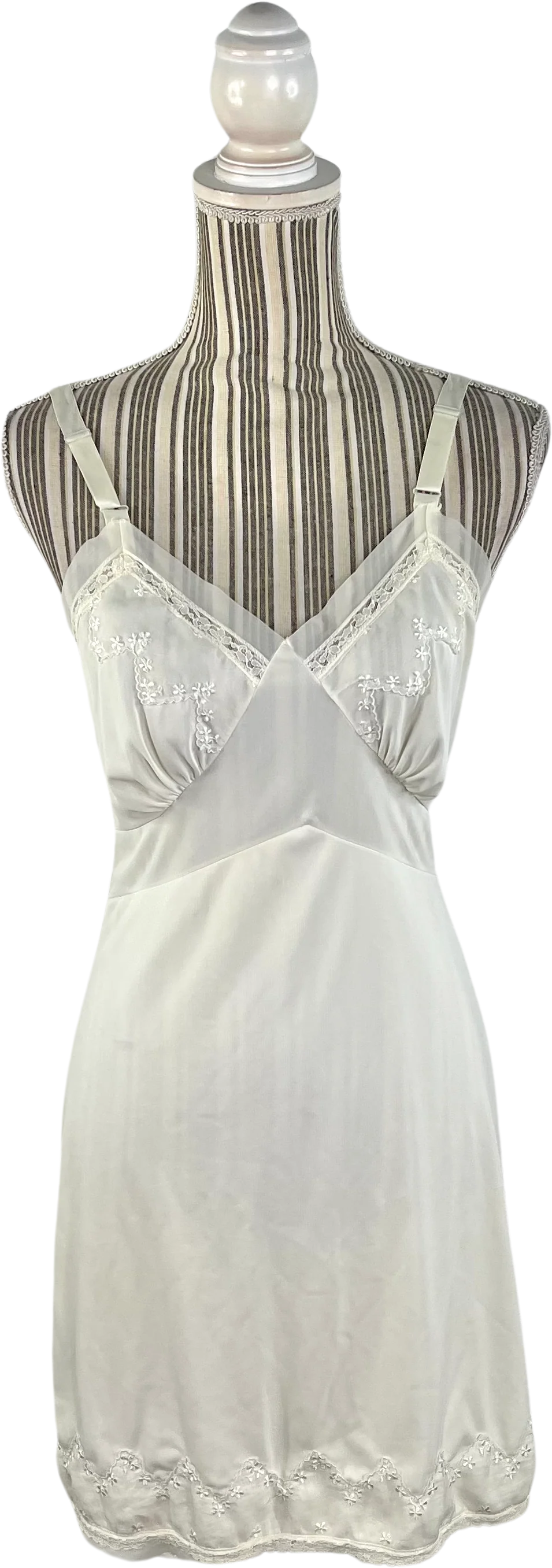 White Satin Dress Slip Dress Embroidered Lace By Velrose