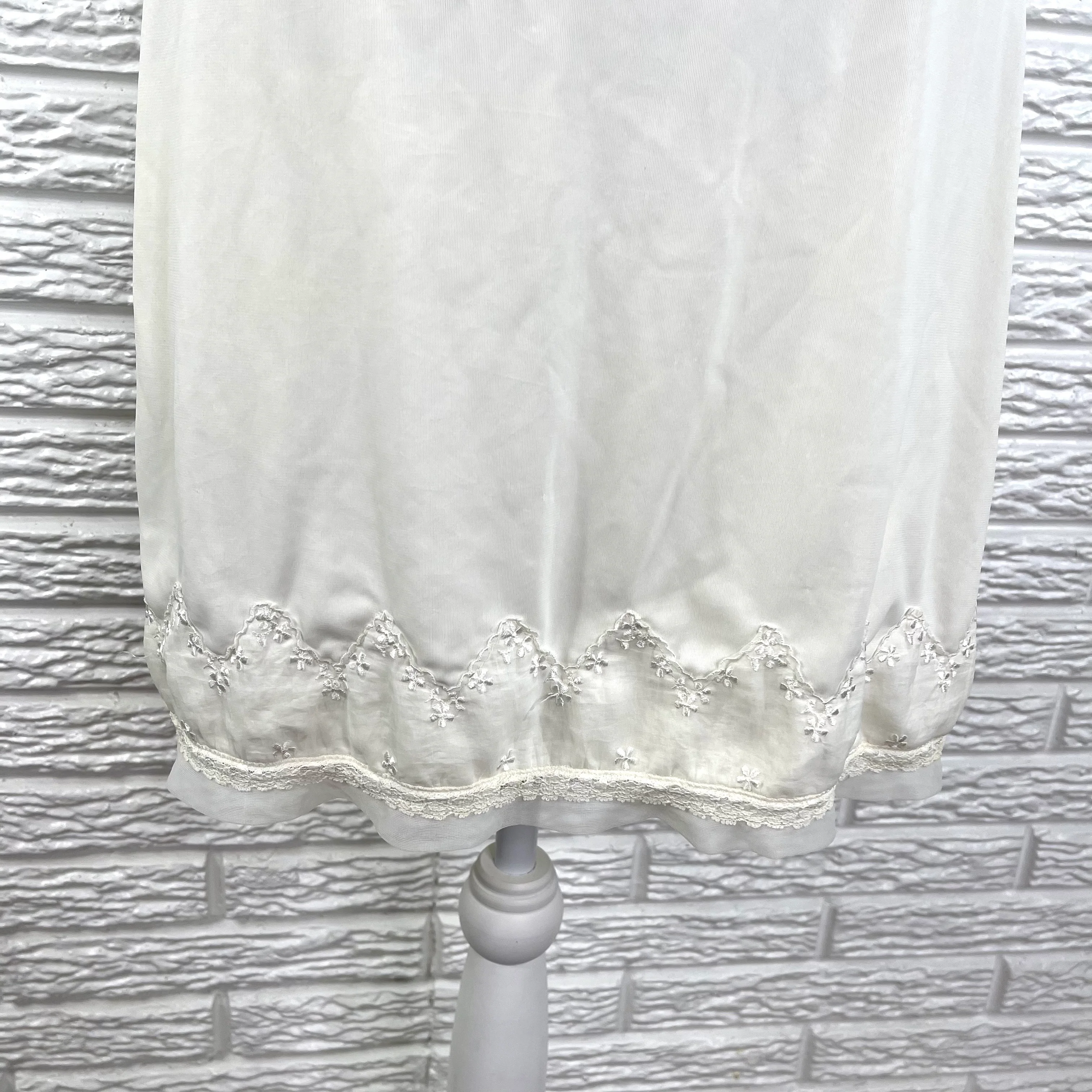 White Satin Dress Slip Dress Embroidered Lace By Velrose - Image 5
