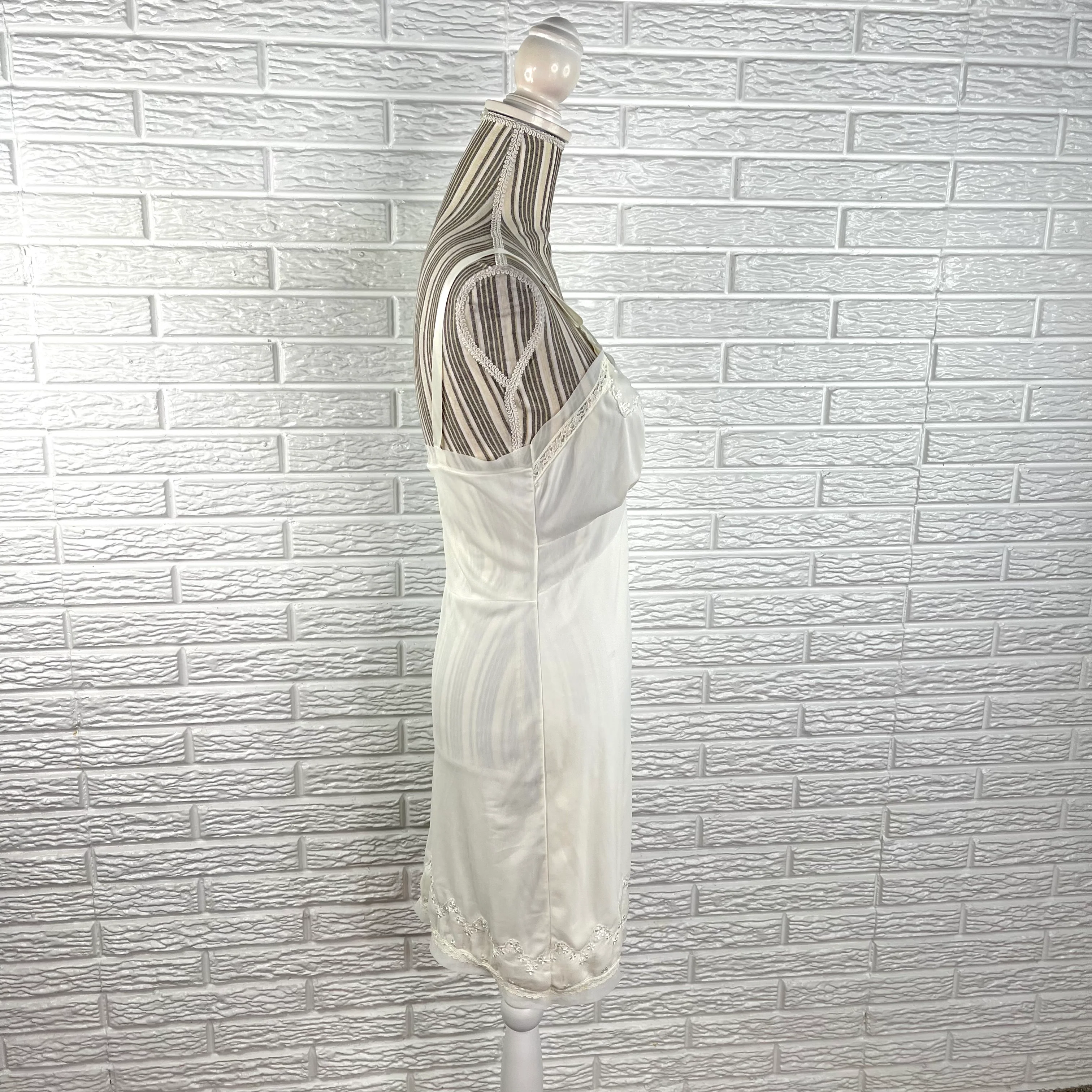 White Satin Dress Slip Dress Embroidered Lace By Velrose - Image 6