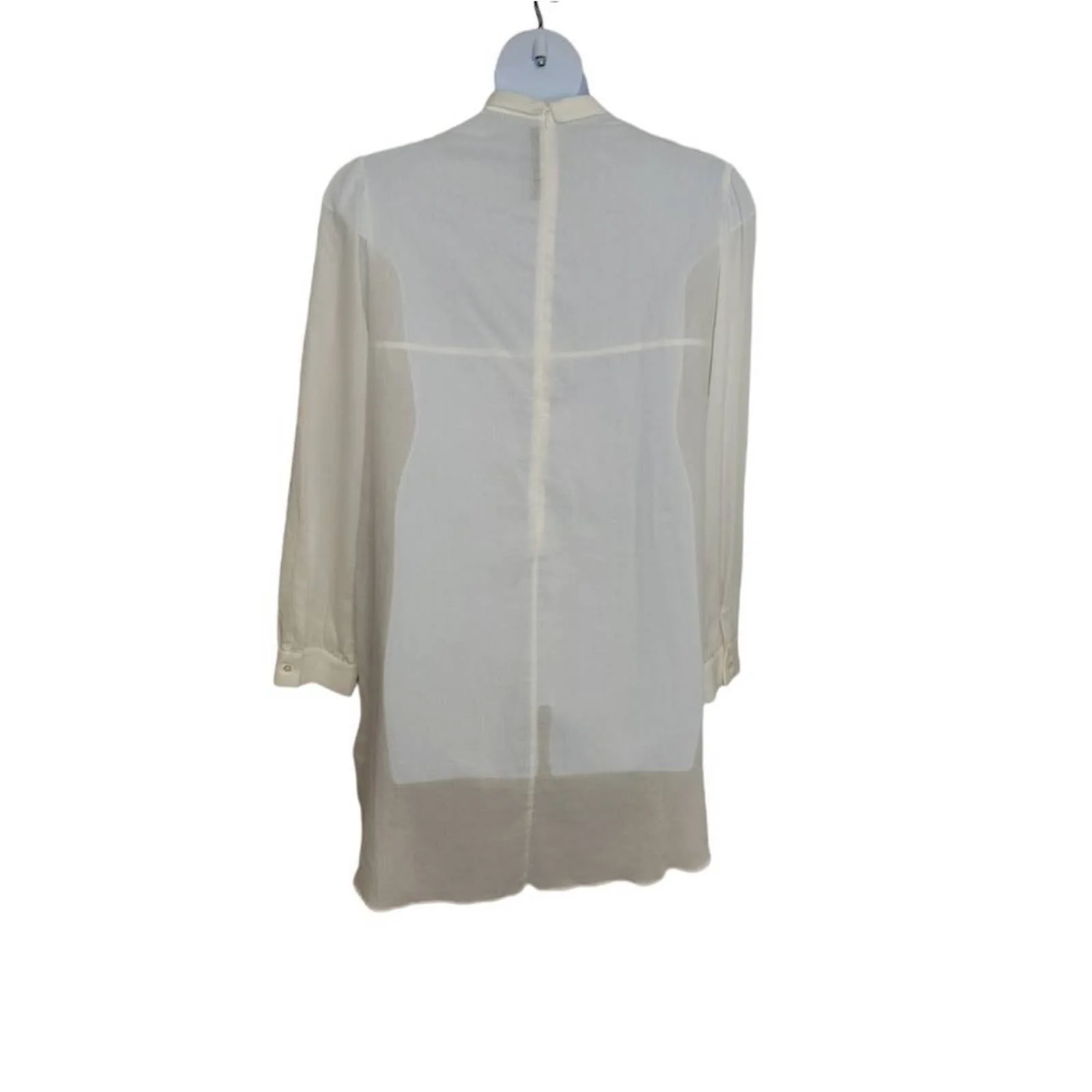White Shirt Dress Gauze Long Sleeve Lace Yoke and Crystal by Francesco Scognamiglio - Image 2