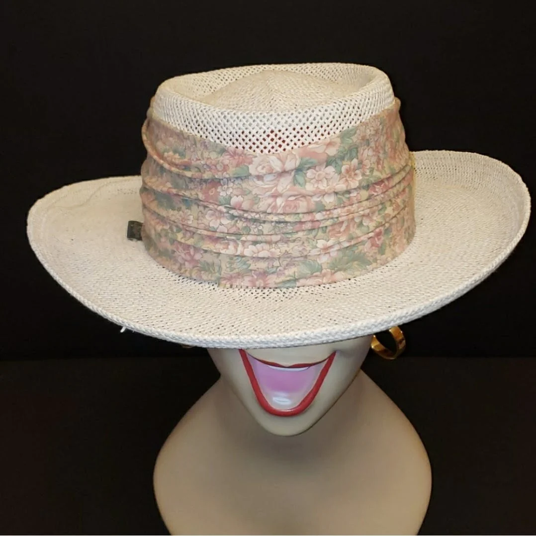 White Straw Sun Hat with Floral Sash by Chi Chi - Image 6