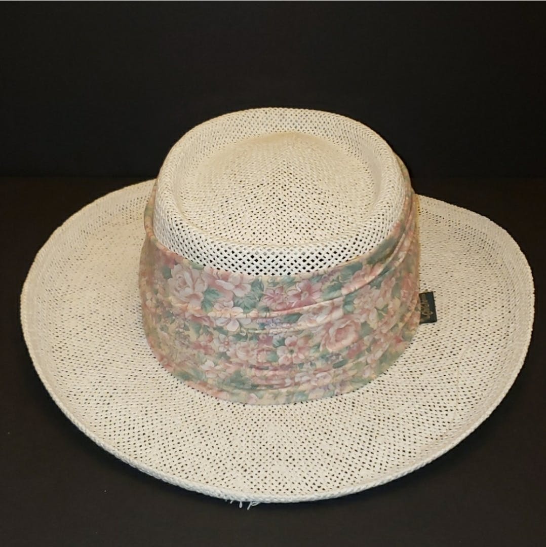 White Straw Sun Hat with Floral Sash by Chi Chi - Image 8