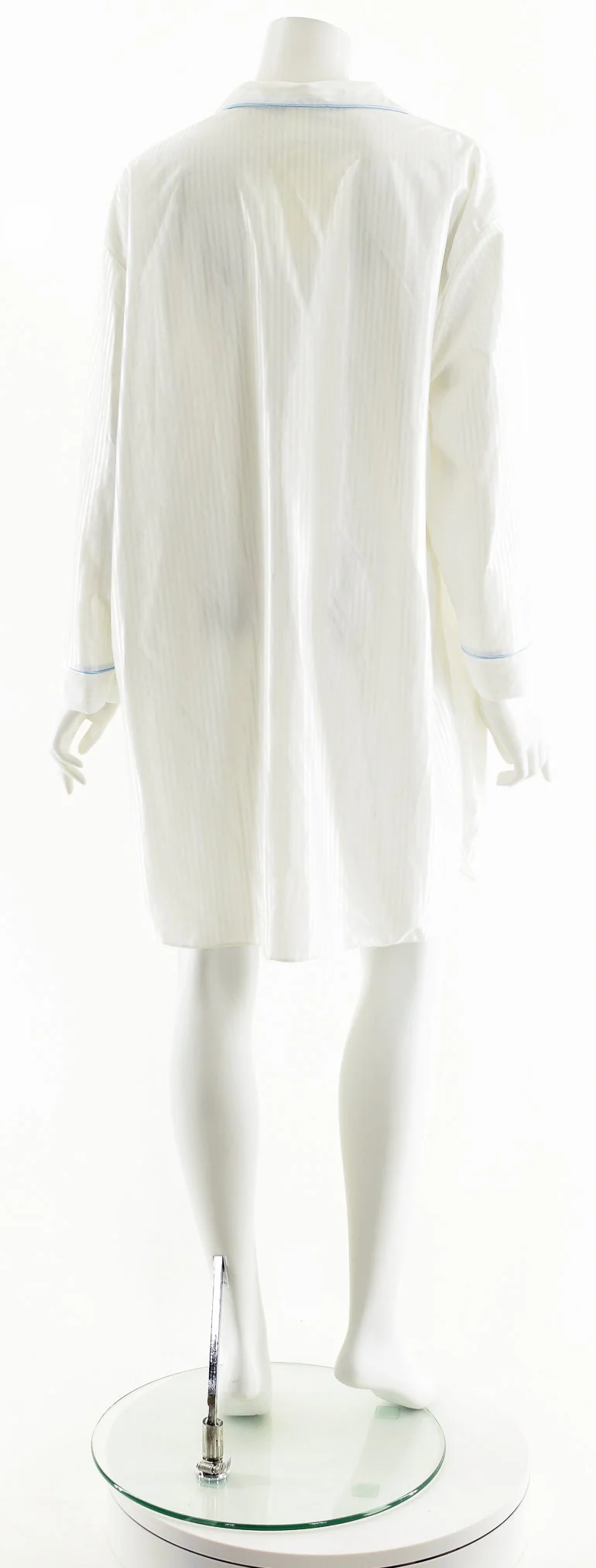 White Striped Pajama Button Down Dress - Image 7