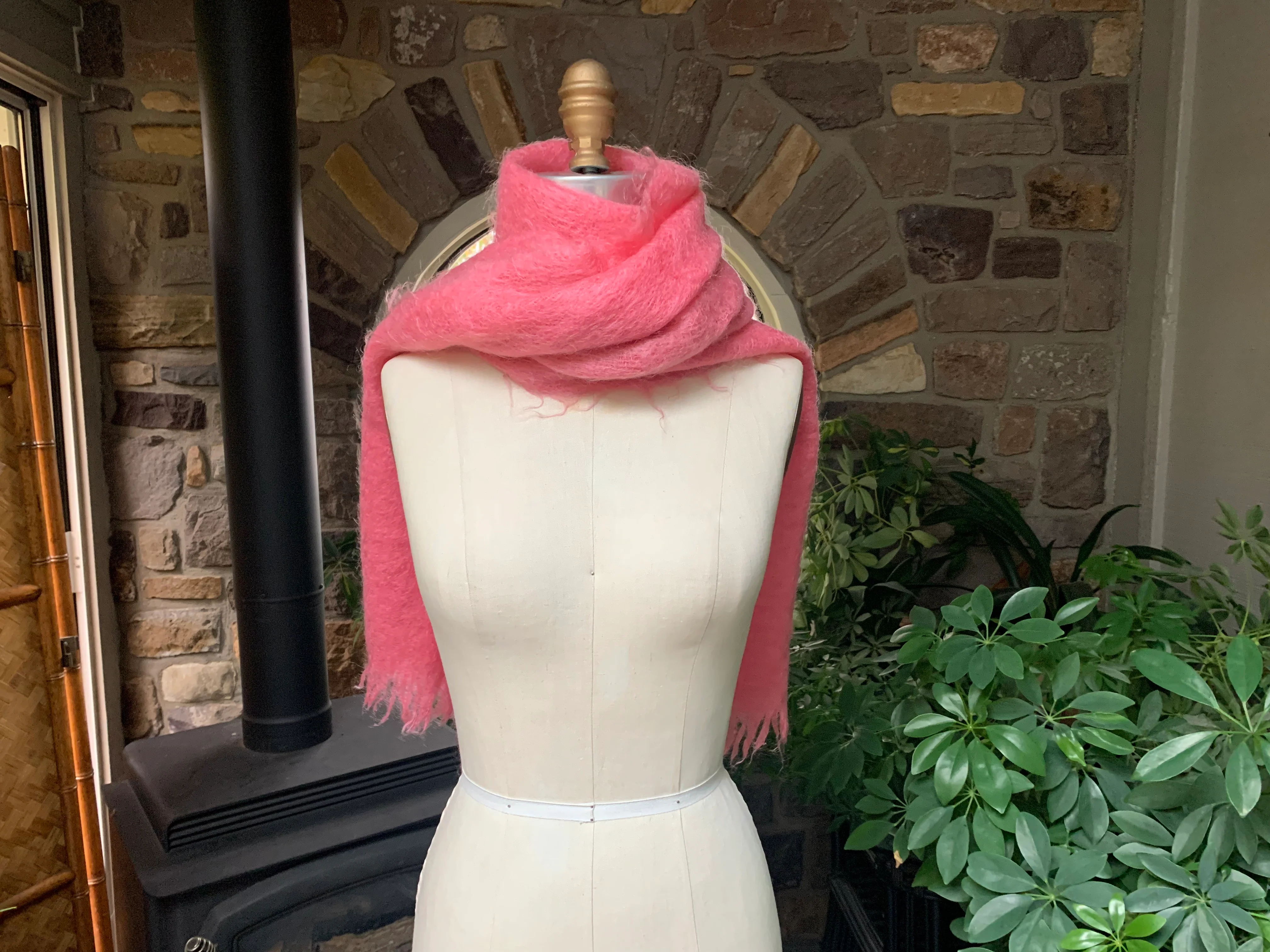Wide Pink Mohair Scarf Made In Scotland By Glen Cree - Image 4