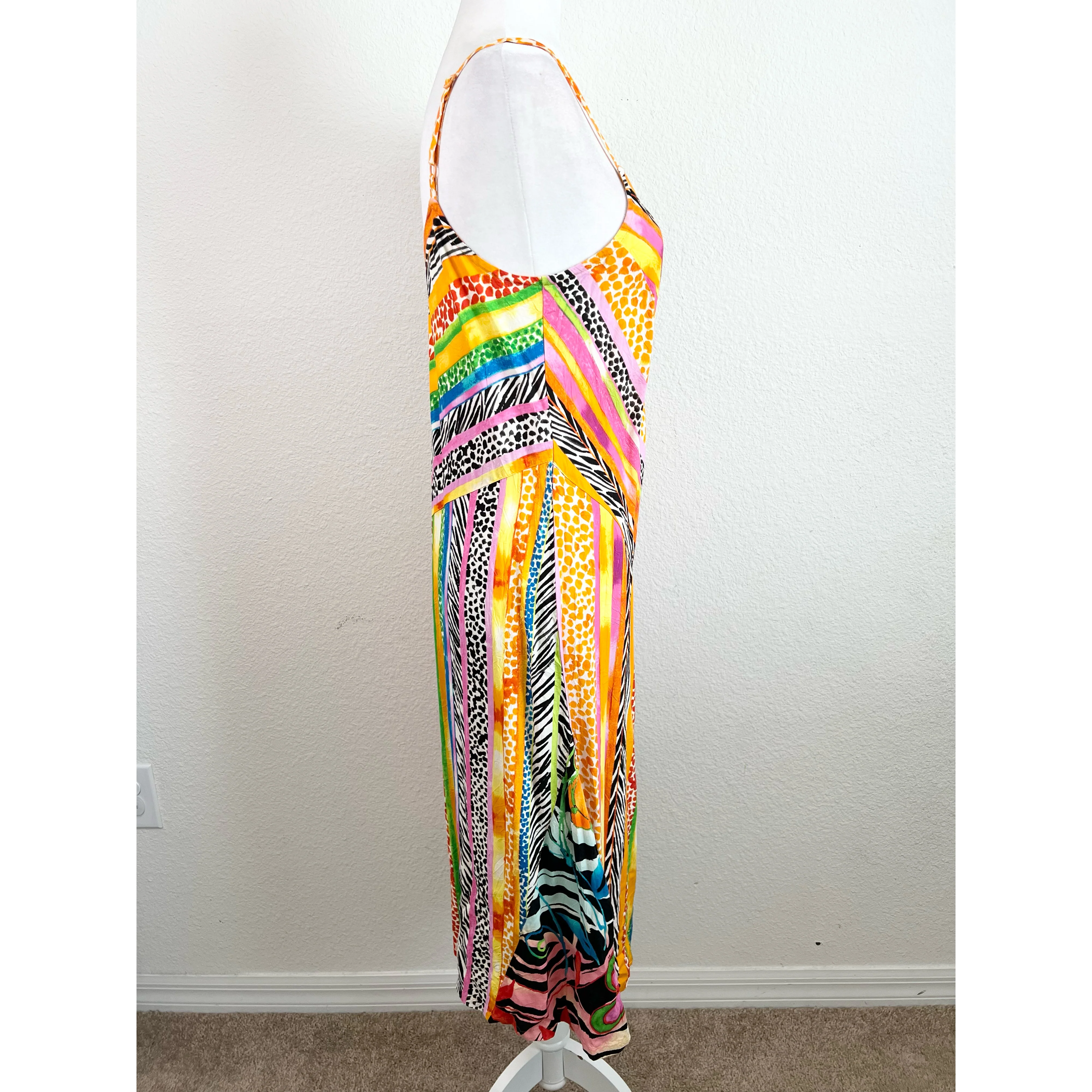 Wild Animal Print Stripe Sleeveless Slip Dress By Jams World - Image 5