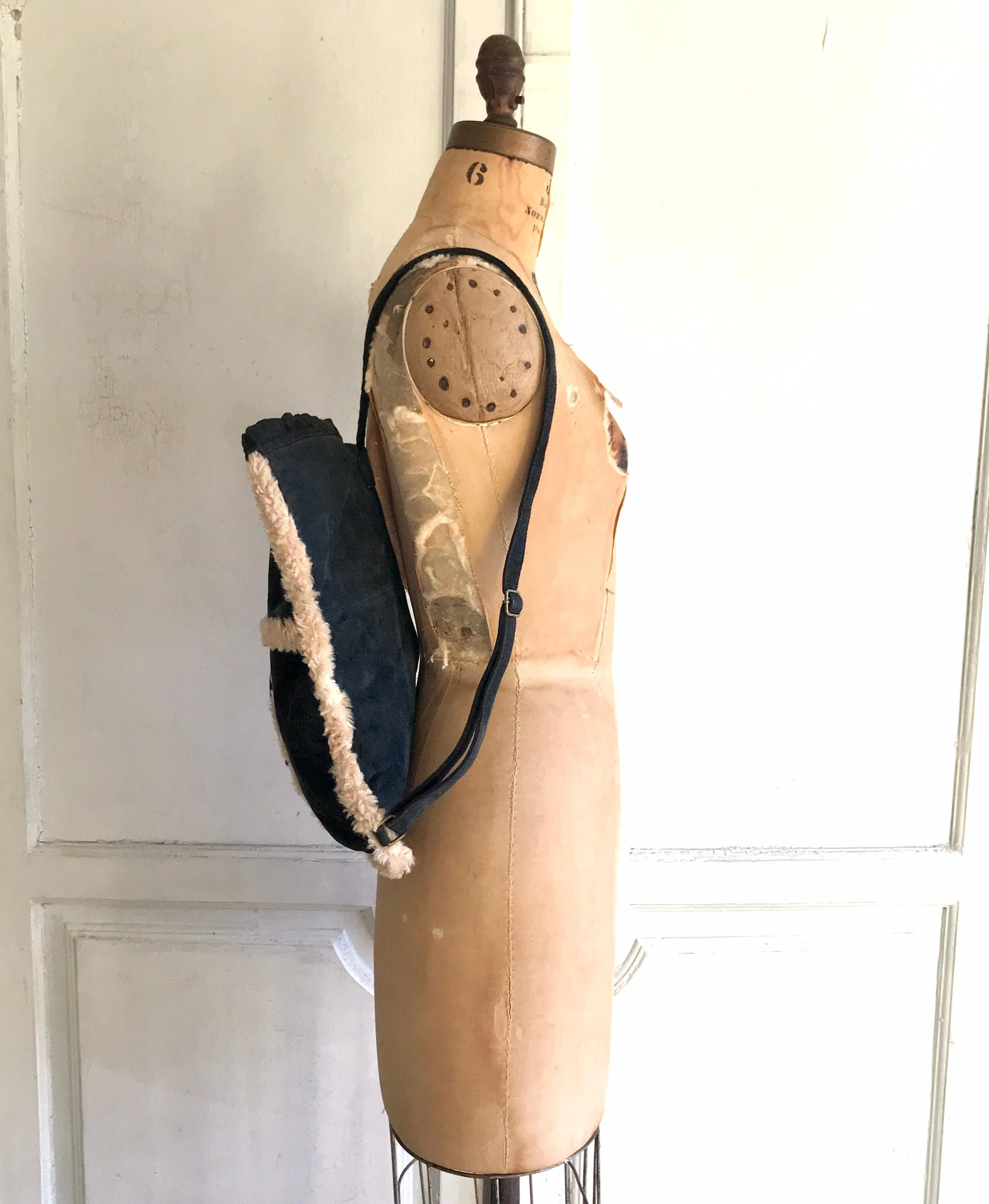 Wilson’s Leather Black Suede Backpack Faux Shearling Bag by Wilson’s Leather - Image 3