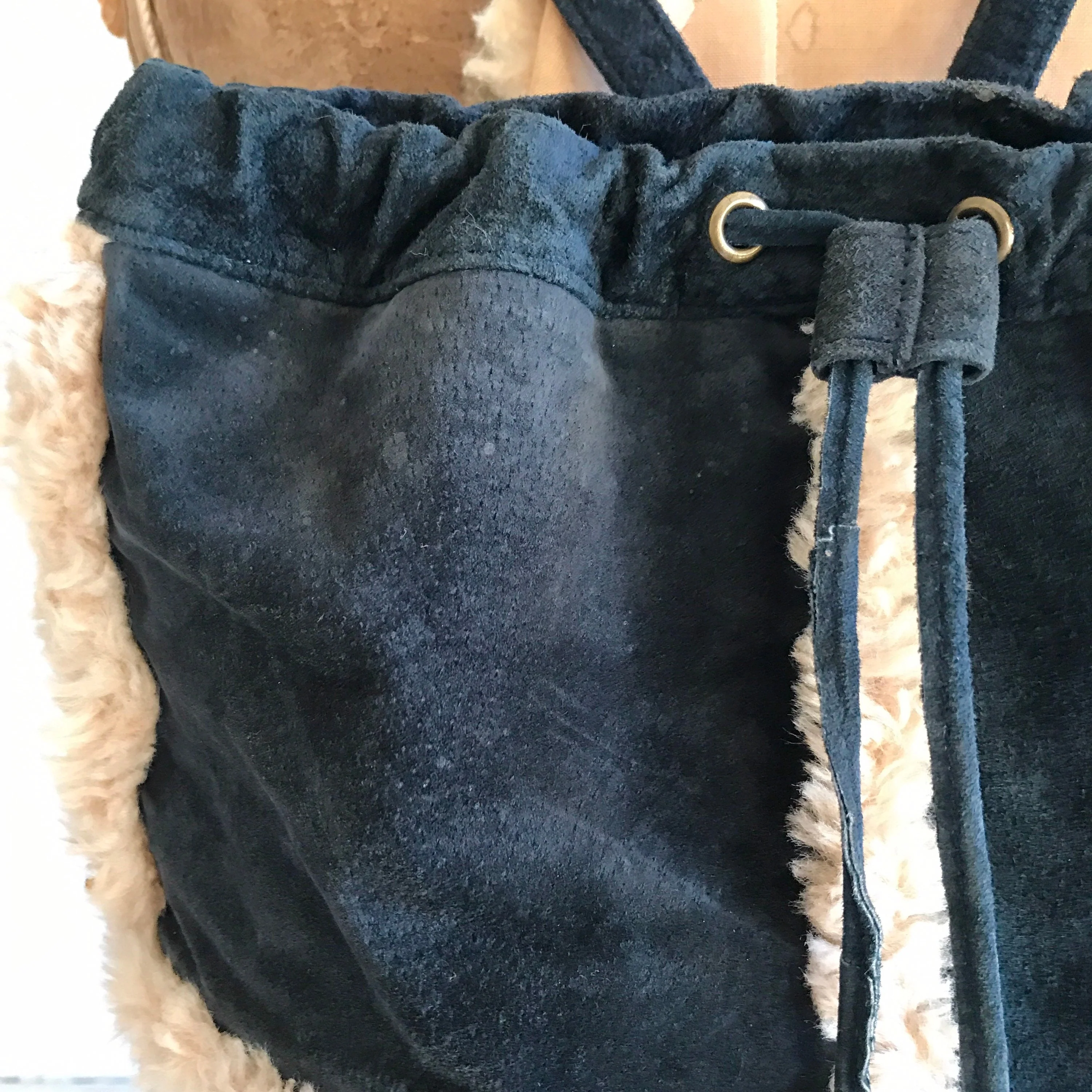 Wilson’s Leather Black Suede Backpack Faux Shearling Bag by Wilson’s Leather - Image 4