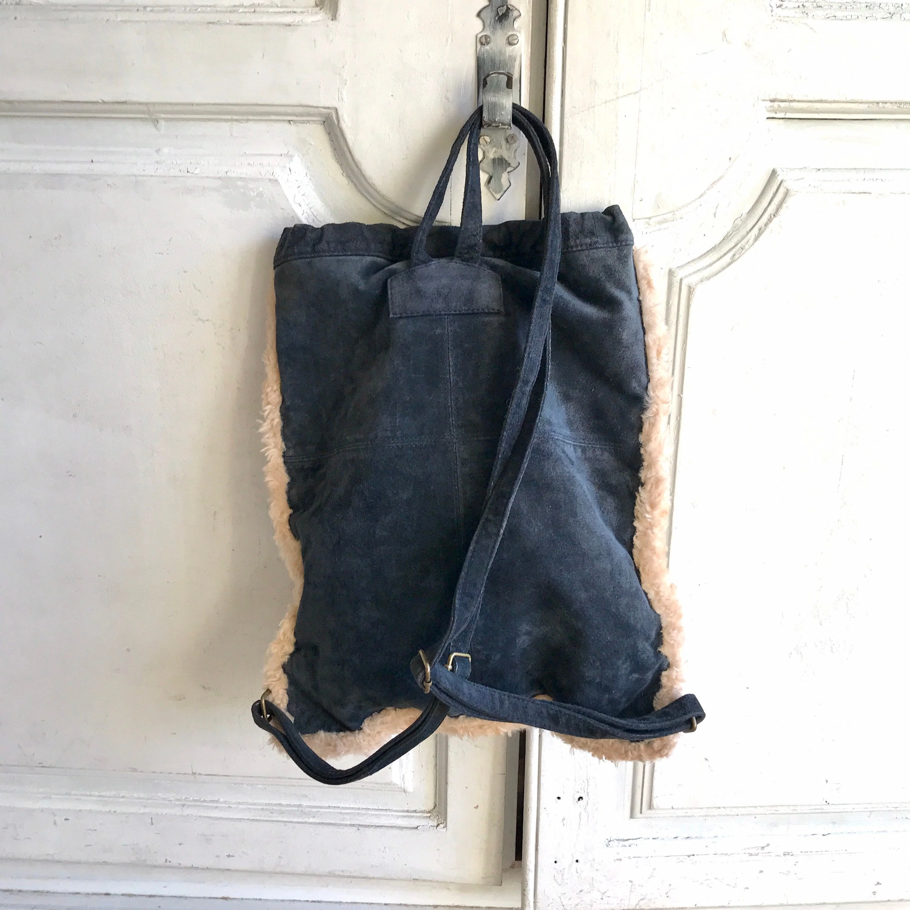 Wilson’s Leather Black Suede Backpack Faux Shearling Bag by Wilson’s Leather - Image 6