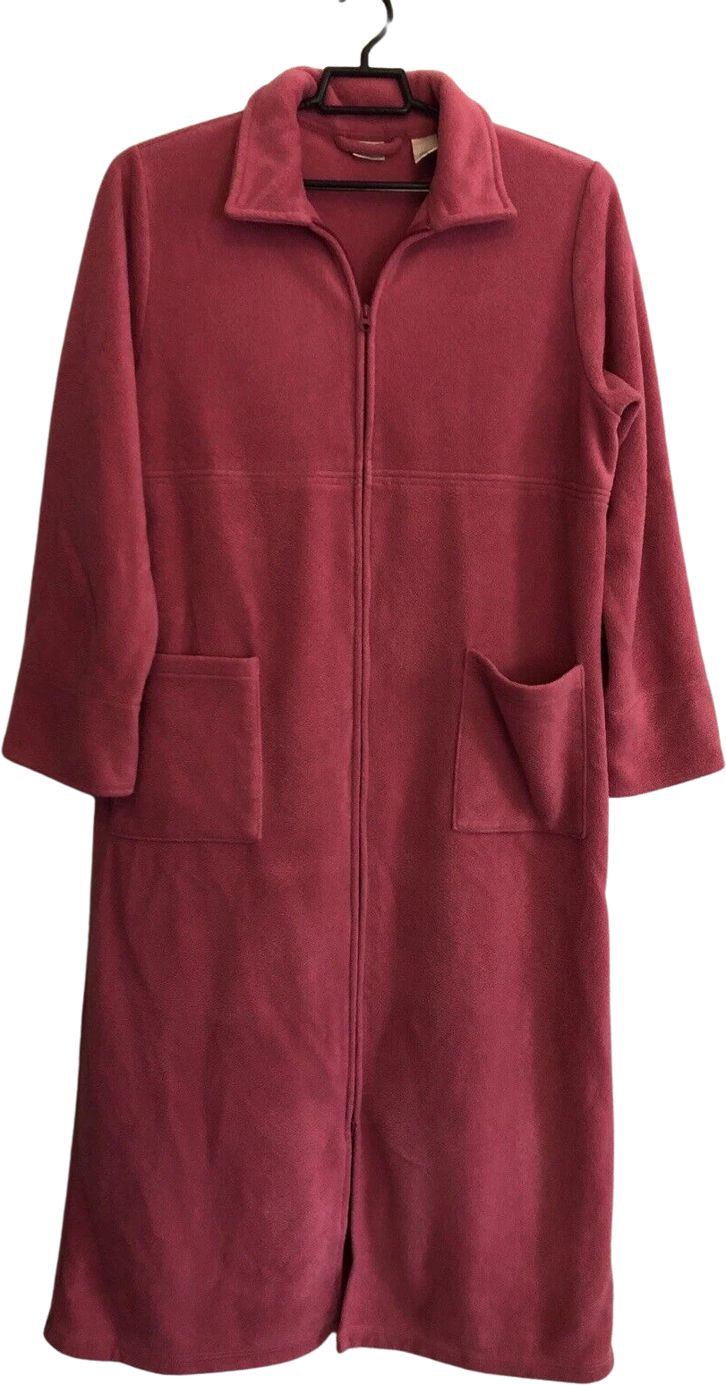 Winter Fleece Robe Nightgown Pajamas Zip Up Pink Womens Large by L.L. Bean