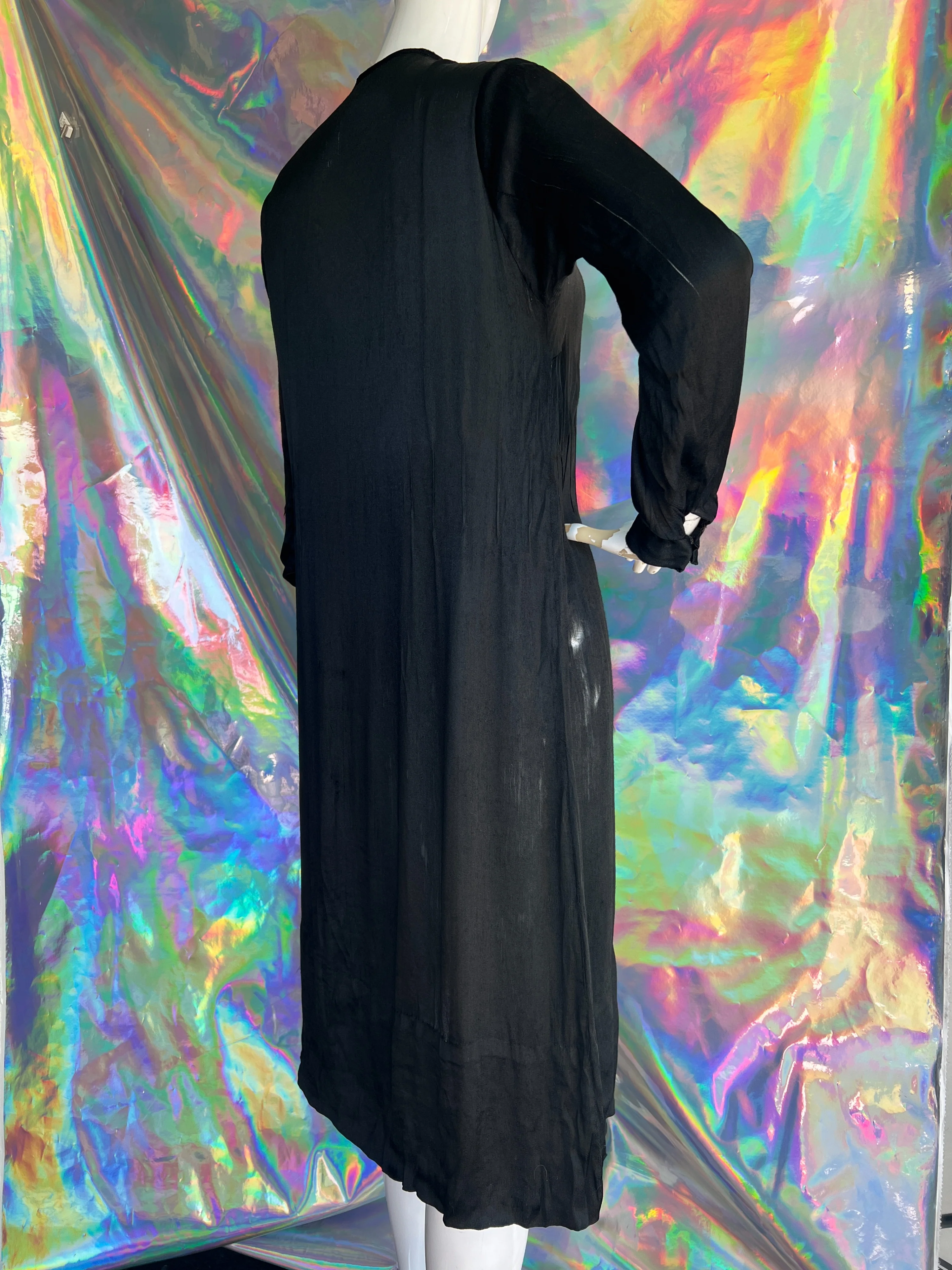 Witchy Black Long Sleeve Faux Button Dress - Image 7