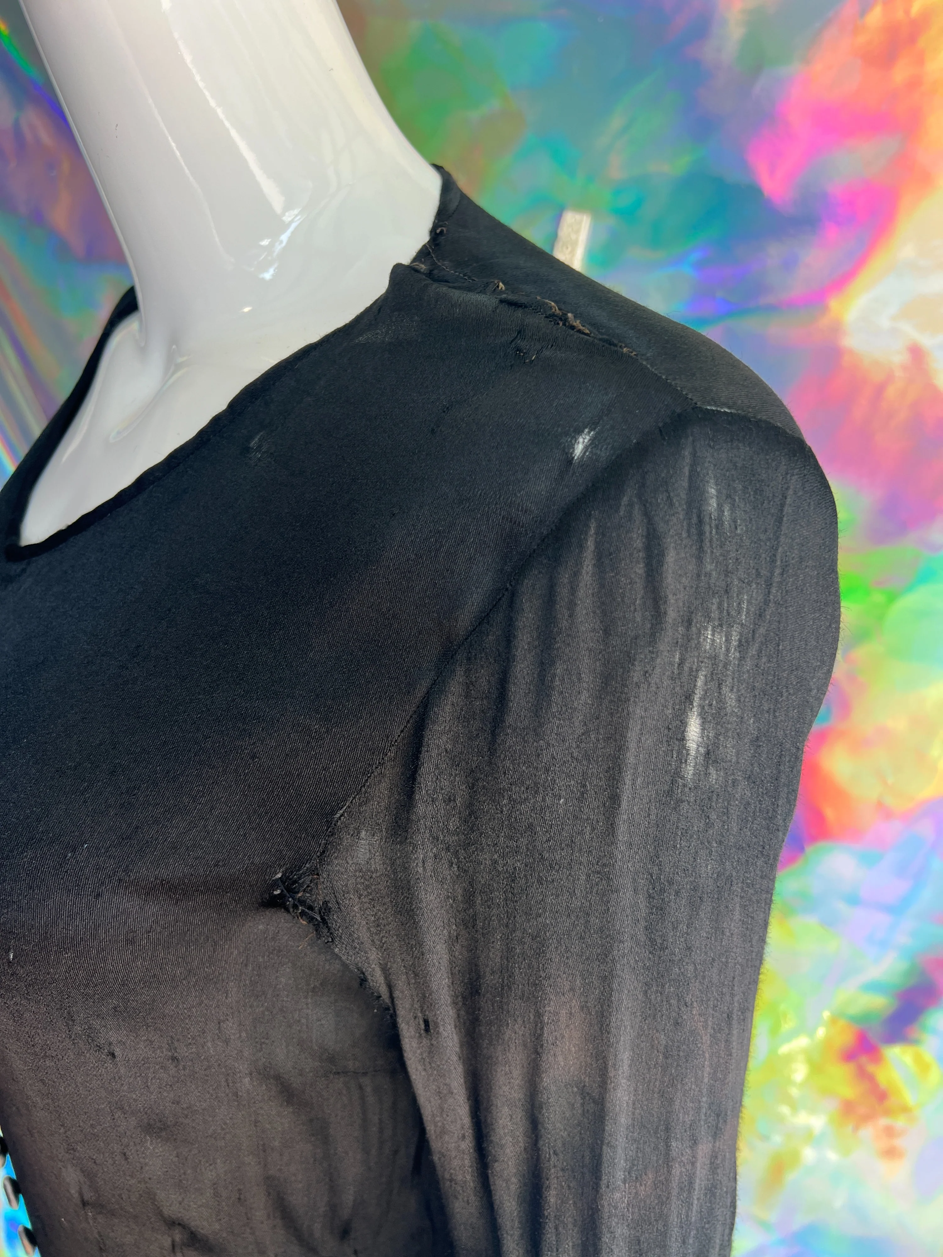 Witchy Black Long Sleeve Faux Button Dress - Image 9