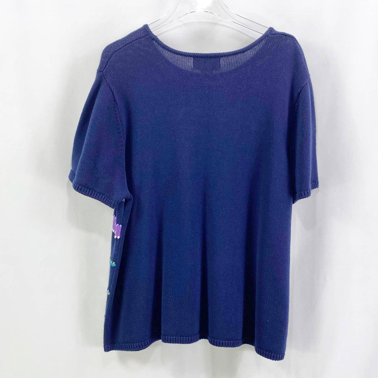 Woman Vintage 90s Blue and Purple Striped Cotton Blouse by Requirements - Image 2