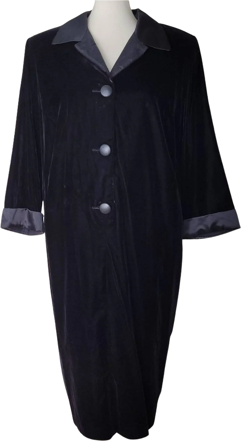 Woman Vintage Black Collared Shift Dress with Quarter Length Sleeves - 16/xl by Jessica Howard